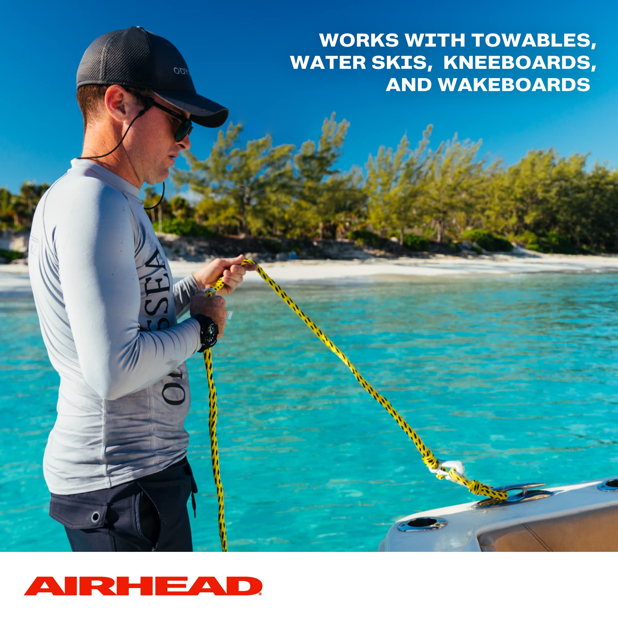 Heavy Duty Airhead Tow Harness for 1-4 Rider Towable Tubes, Water Skis, Wakesurf Boards and Wakeboards, 16-Feet