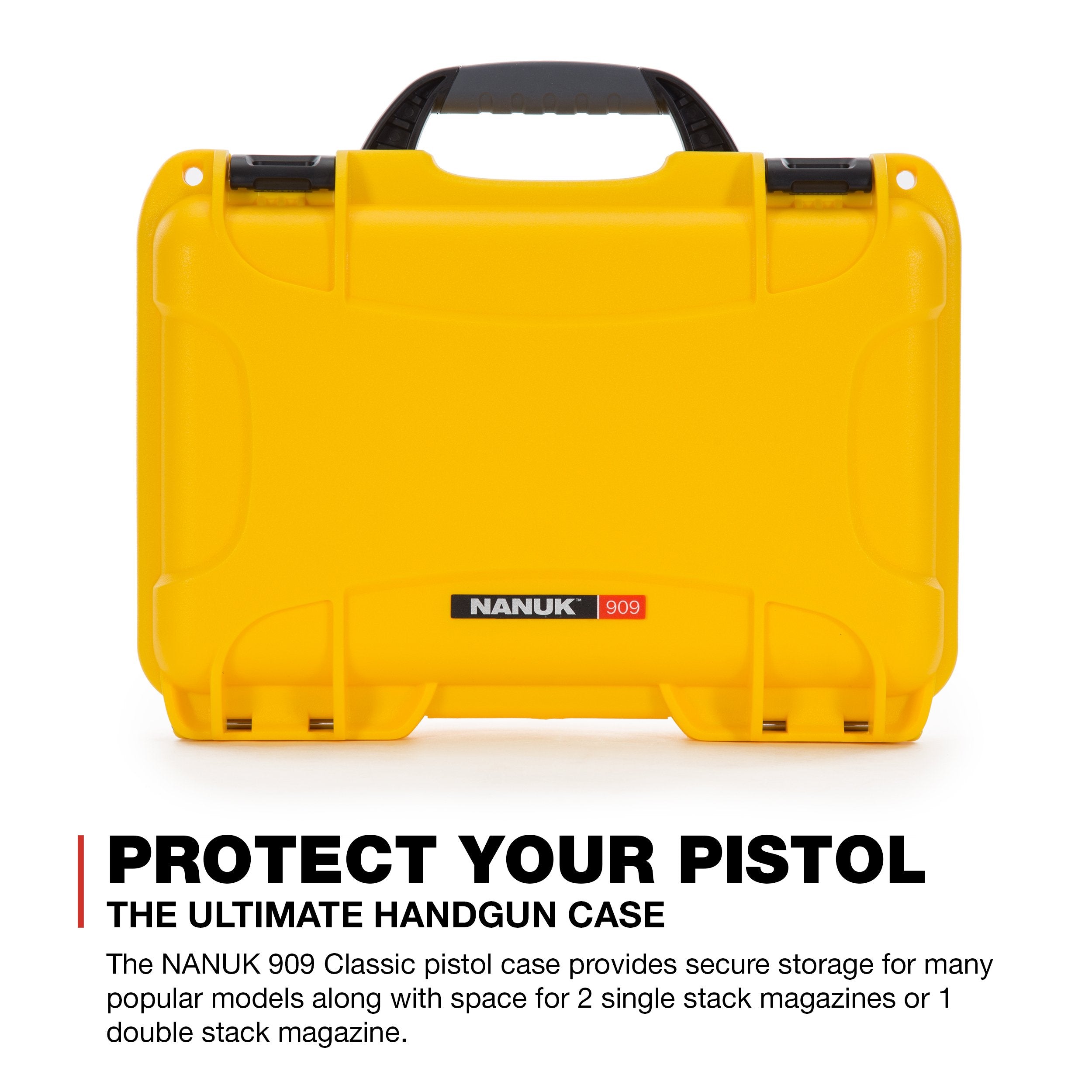 Nanuk Waterproof 909 Classic Pistol/Gun Case, Military Approved with Custom Insert - Yellow (909-CLASG4)