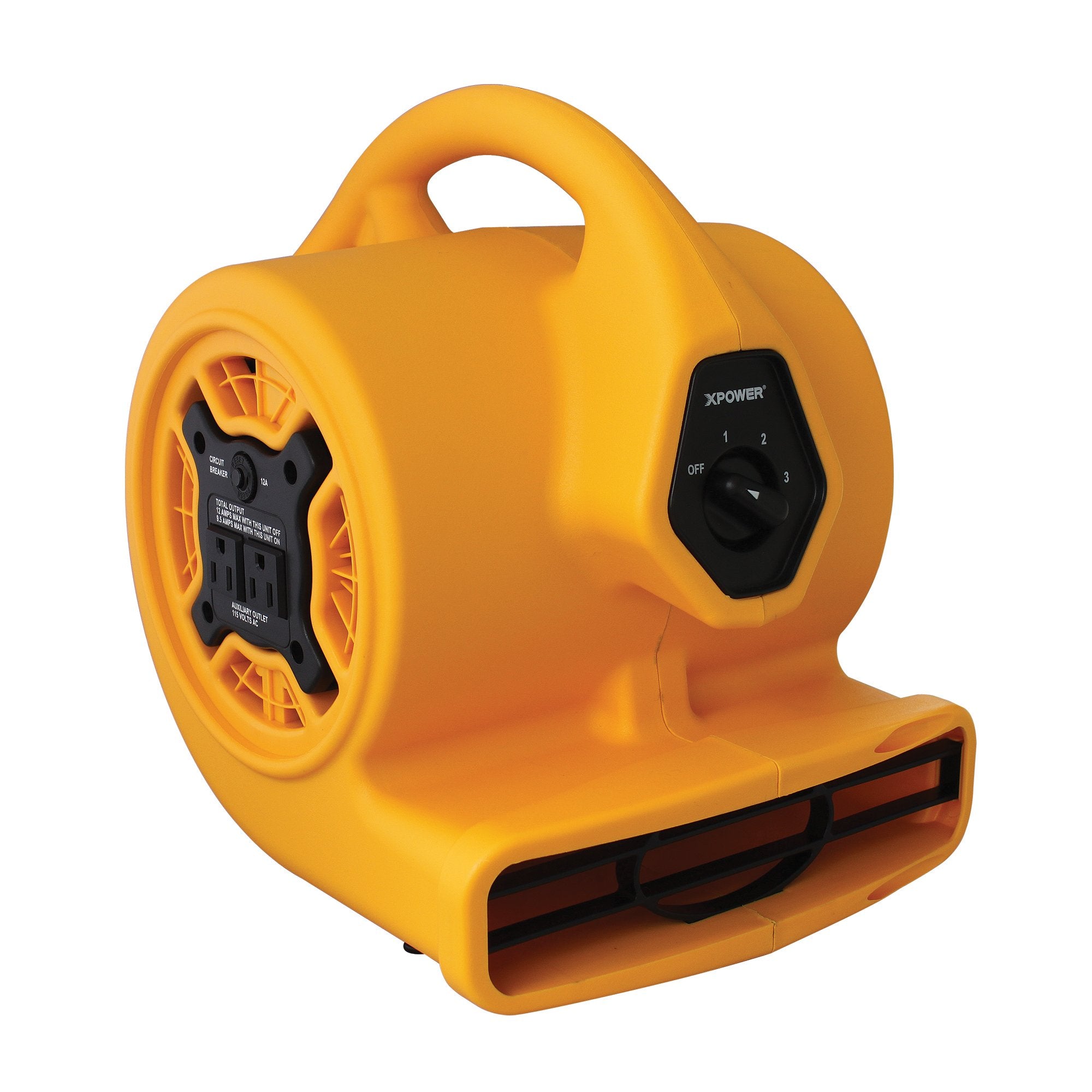 P-130A XPOWER Mini Mighty 1/5 HP 800 CFM Centrifugal Air Mover, Carpet Dryer, Floor Fan, Blower, Stackable, Daisy Chain, for Water Damage Restoration, Janitorial, Plumbing, Home Use, Yellow