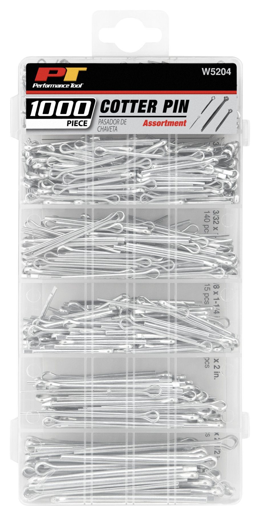 1,000pc Performance Tool W5204 Cotter Pin Assortment