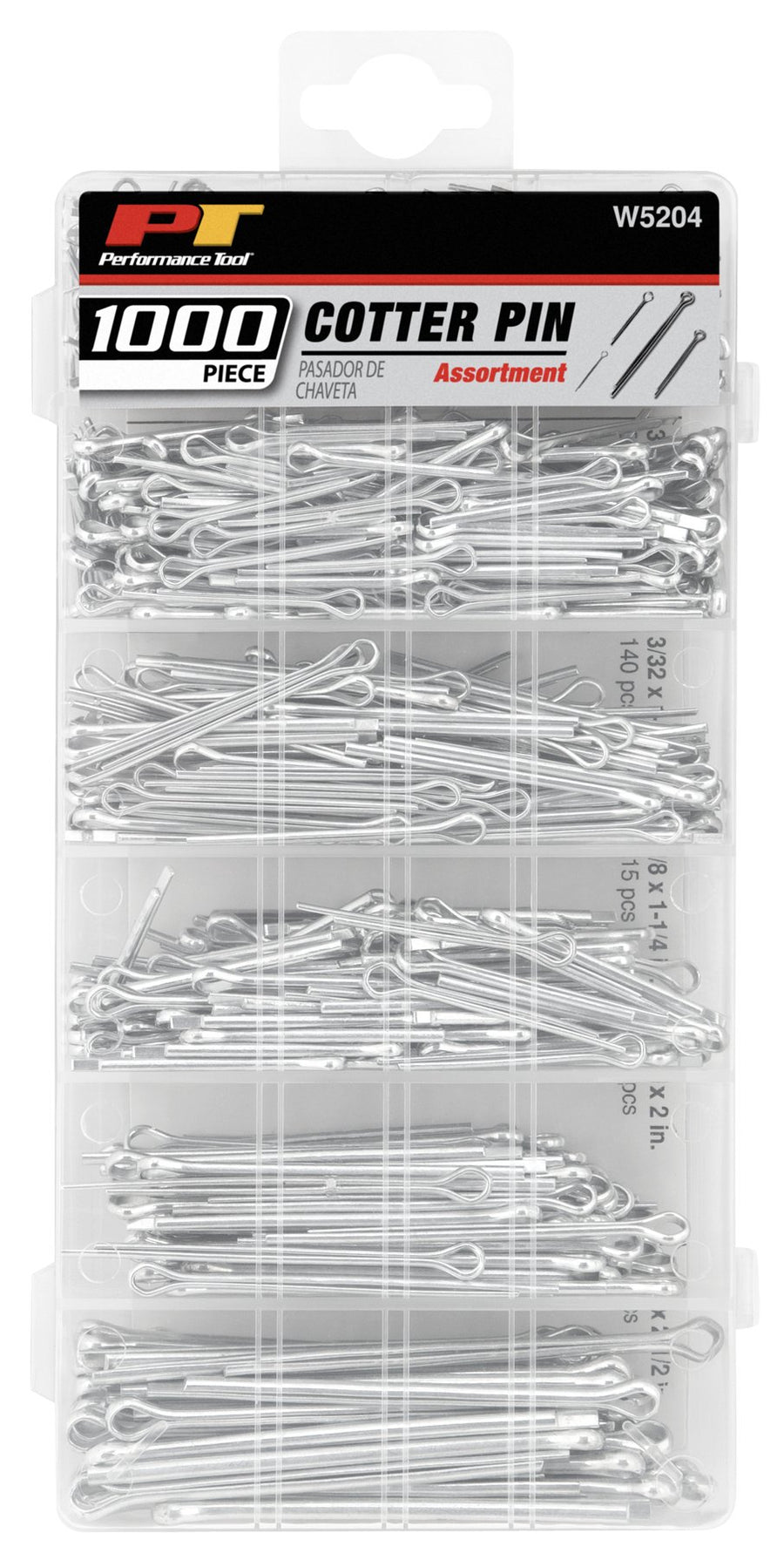 1,000pc Performance Tool W5204 Cotter Pin Assortment