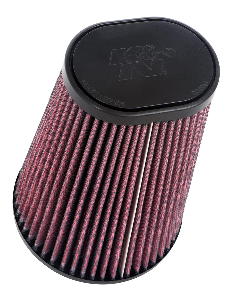 High-Flow K&N Original Lifetime Universal Clamp-On Air Filter: High Performance, Premium, Washable: Flange Diameter: 4.5 In, Filter Height: 8 In, Flange Length: 0.625 In, Shape: Tapered Oval, RU-1021