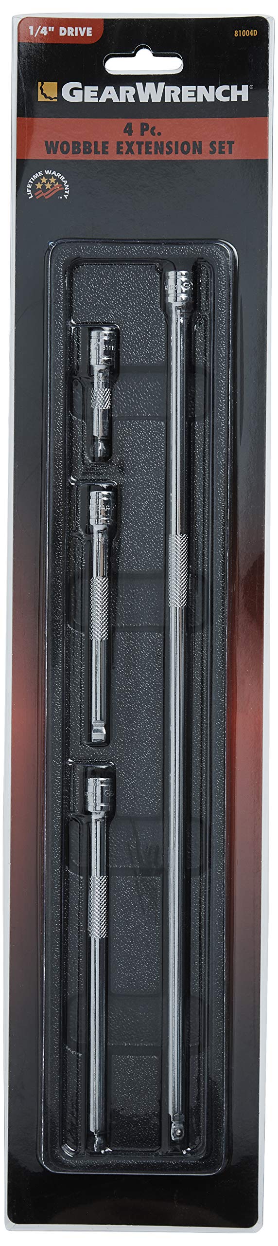 4 Piece GEARWRENCH 1/4" Drive Wobble Extension Set 2", 4", 6" & 14" - 81004D