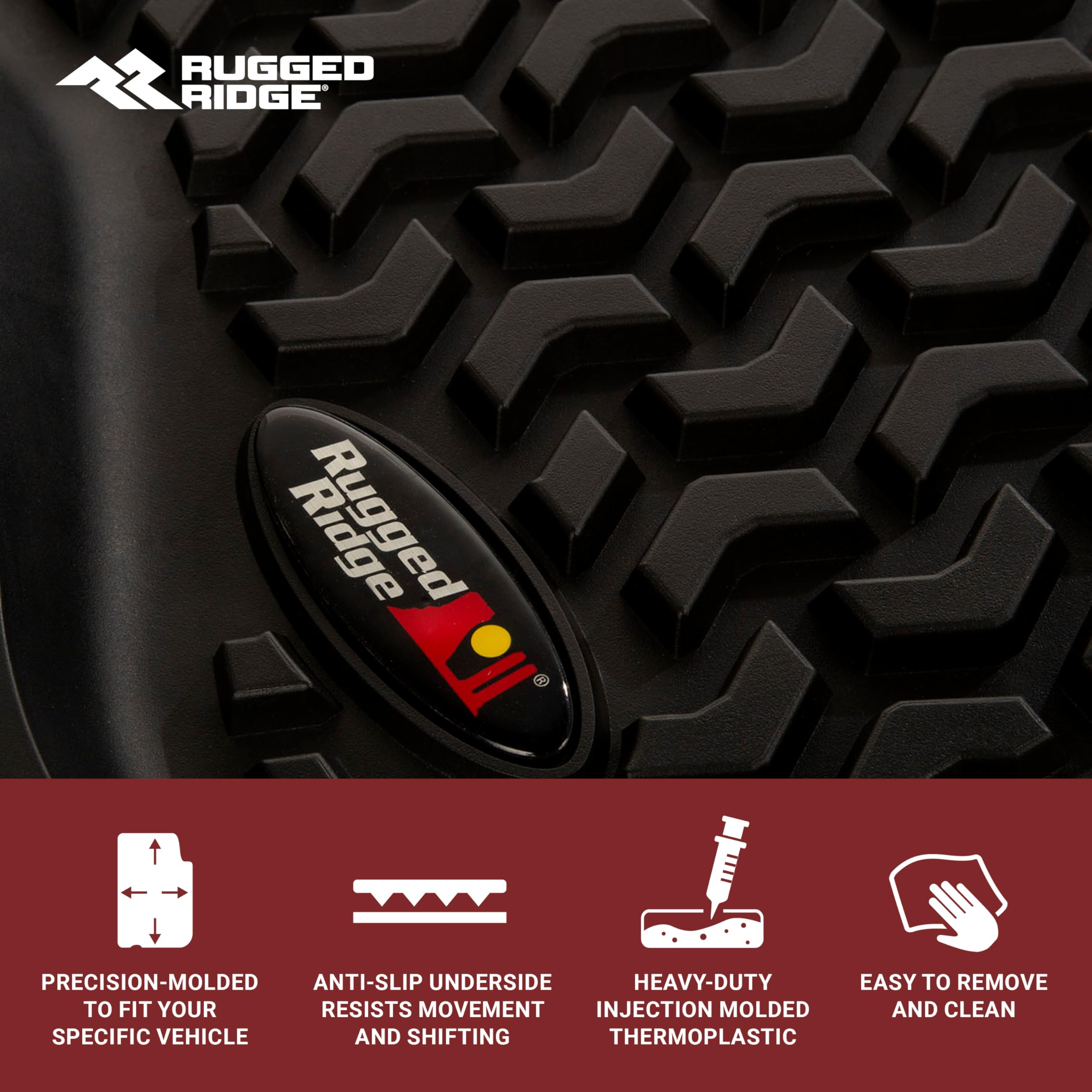 Rugged Ridge Floor Liner, 12975.22 Cargo; Black, 1976-1986 Jeep CJ-7 / 87-95 Wrangler YJ