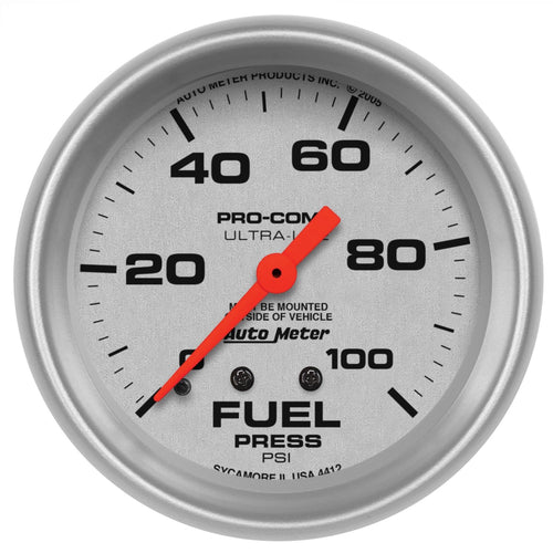 Auto Meter Ultra-Lite 4412 Mechanical Fuel Pressure Gauge, 2-5/8" (66.7mm)