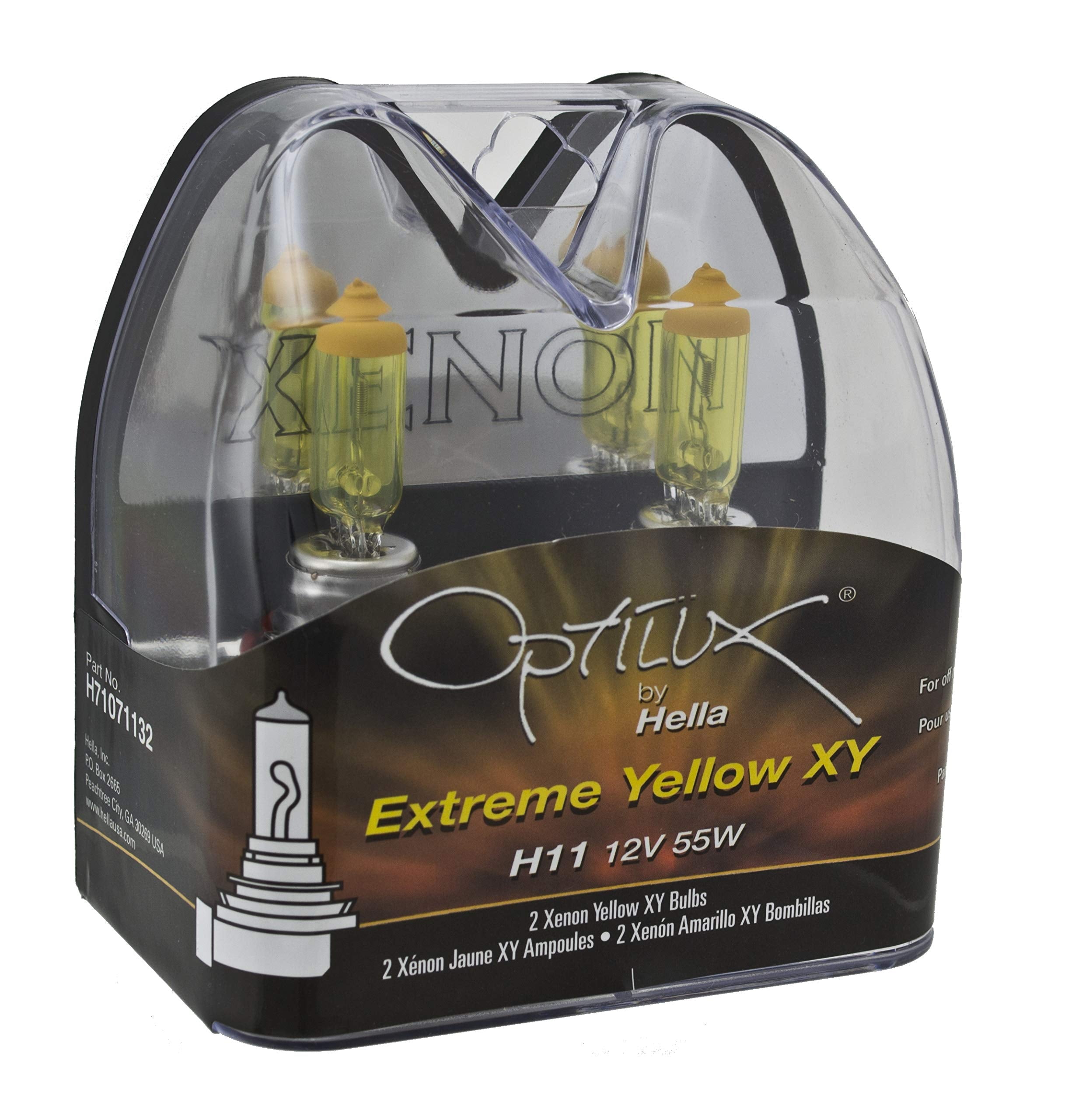 Hella H71071132 H11 Xenon Yellow Optilux XY Series Halogen Bulbs, 12V, 55W, 2 Pack