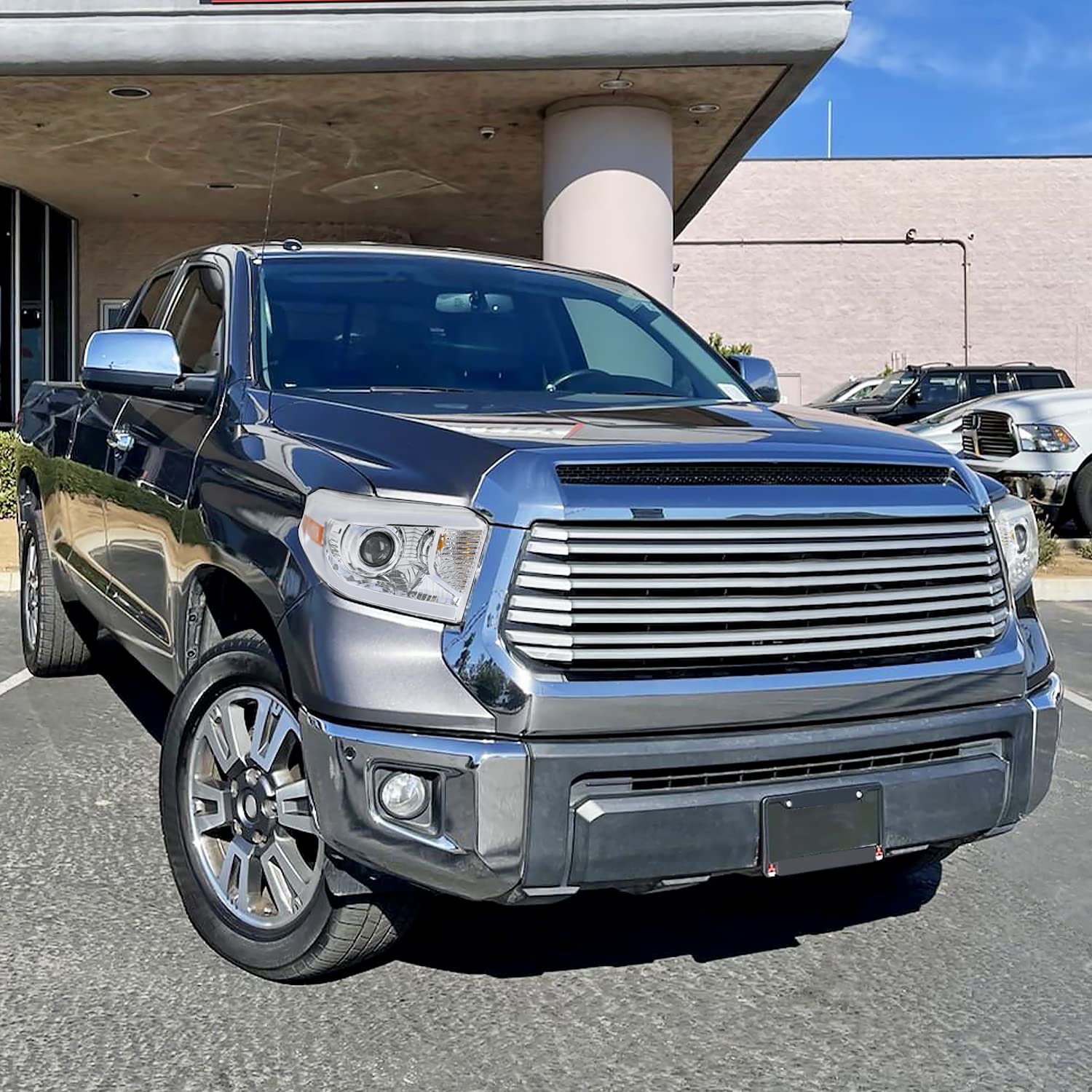 Chrome Projector Headlights SPEC-D TUNING w/Switchback Sequential LED Turn Signal Compatible with 2014-2021 Toyota Tundra, Left + Right Pair Headlamp Assembly