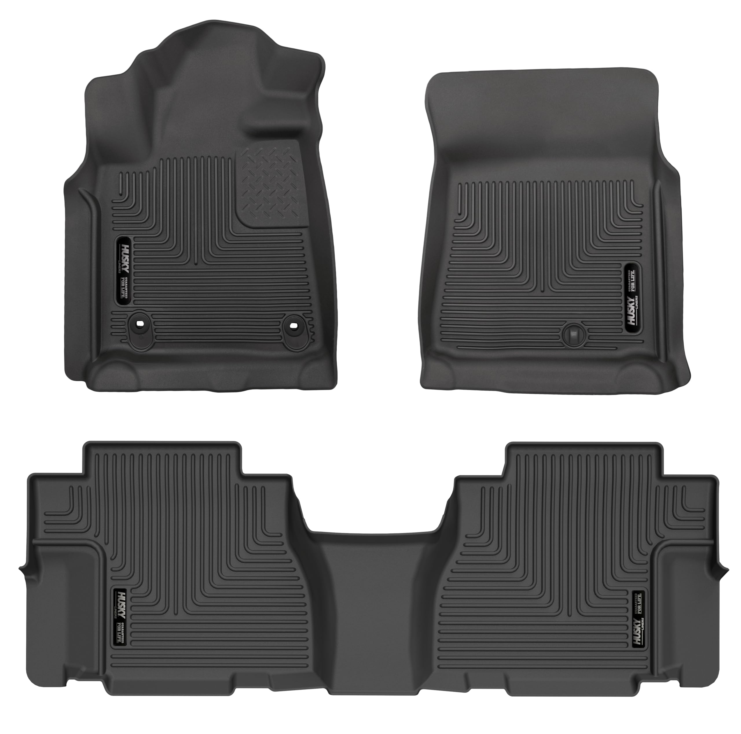 Weatherbeater Husky Liners Floor Mats | Fits 2012-2022 Toyota Sequoia | Front & 2nd Row, 3-pc Black - 95101