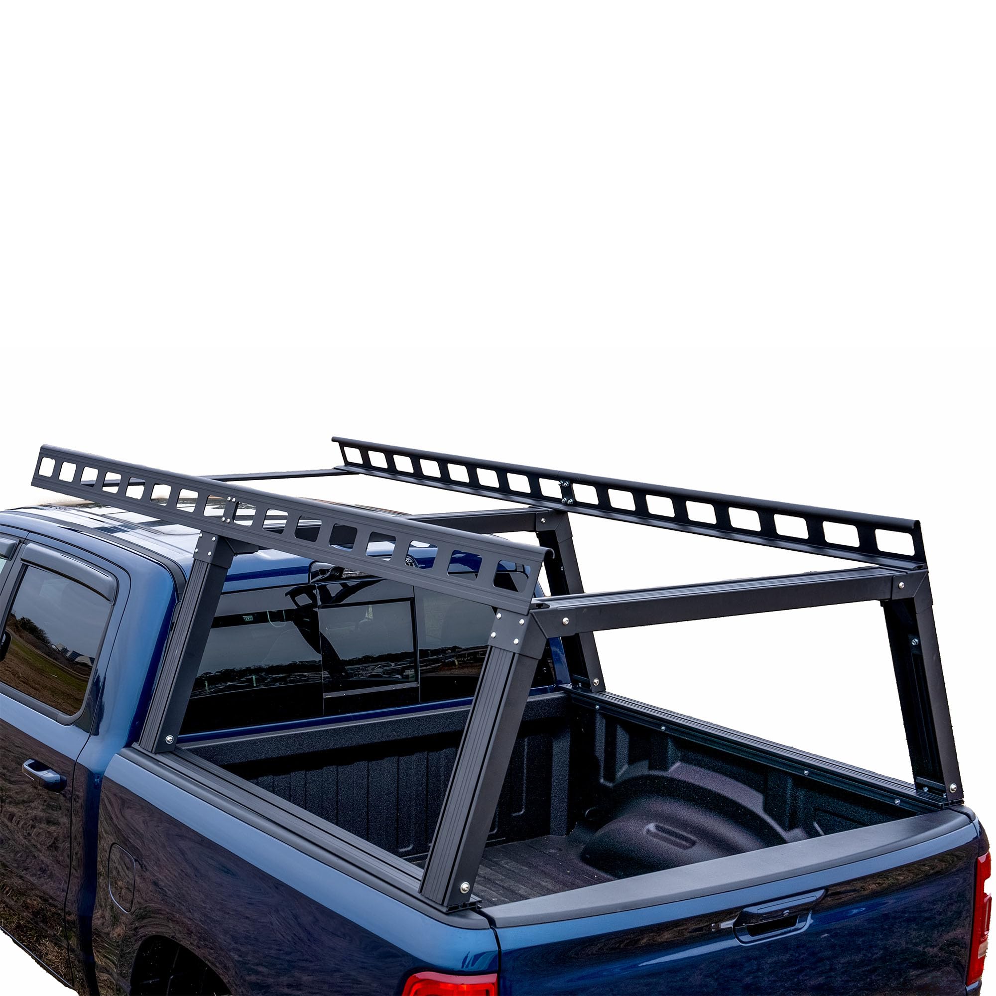 Heavy Duty Black Horse Ladder Rack Over Cab System 5.5' Bed Black Powder Coated Compatible with All 3/4-ton Trucks with 5.5ft to 5.7ft Bed Length Not Compatible with tonneau covers-CSFRHD55B