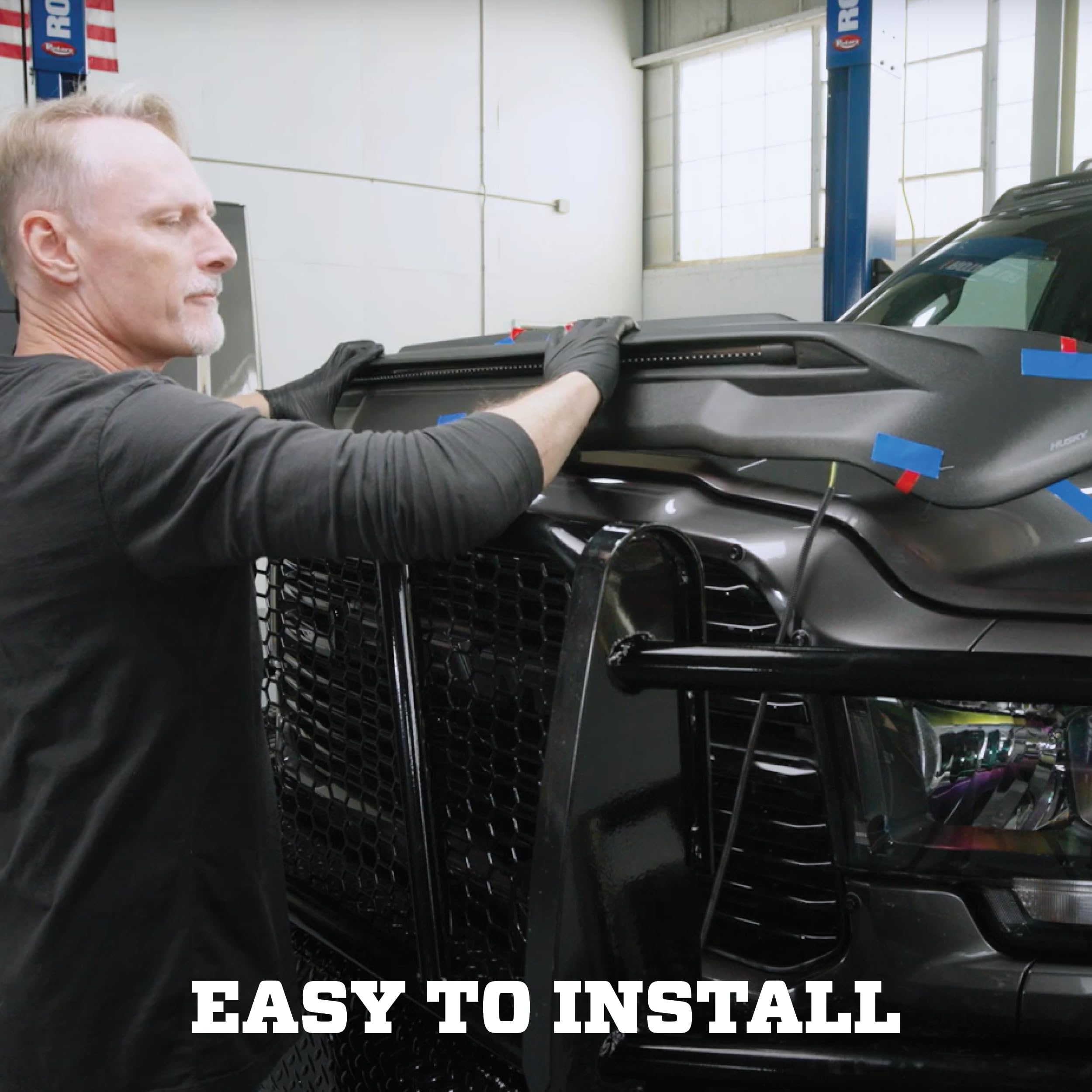 Aeroskin Husky Liners Lightshield PRO | Fits 2021-2026 Ford Bronco | Low Profile Deflector/Bug Shield 1 pc.Black | 2820183