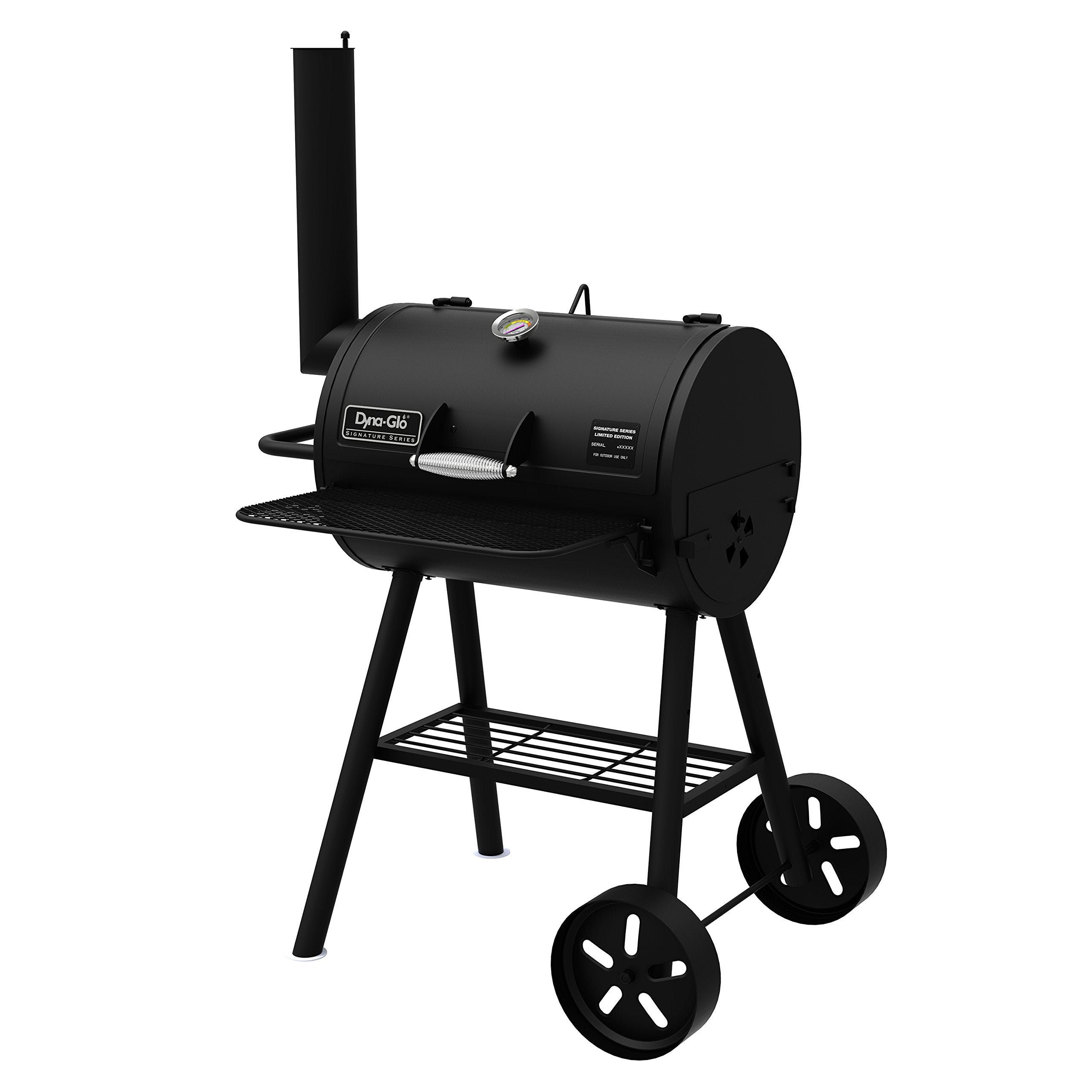 Dyna-Glo Heavy-Duty Compact Barrel Charcoal Grill DGSS443CB-D, Black powder coat