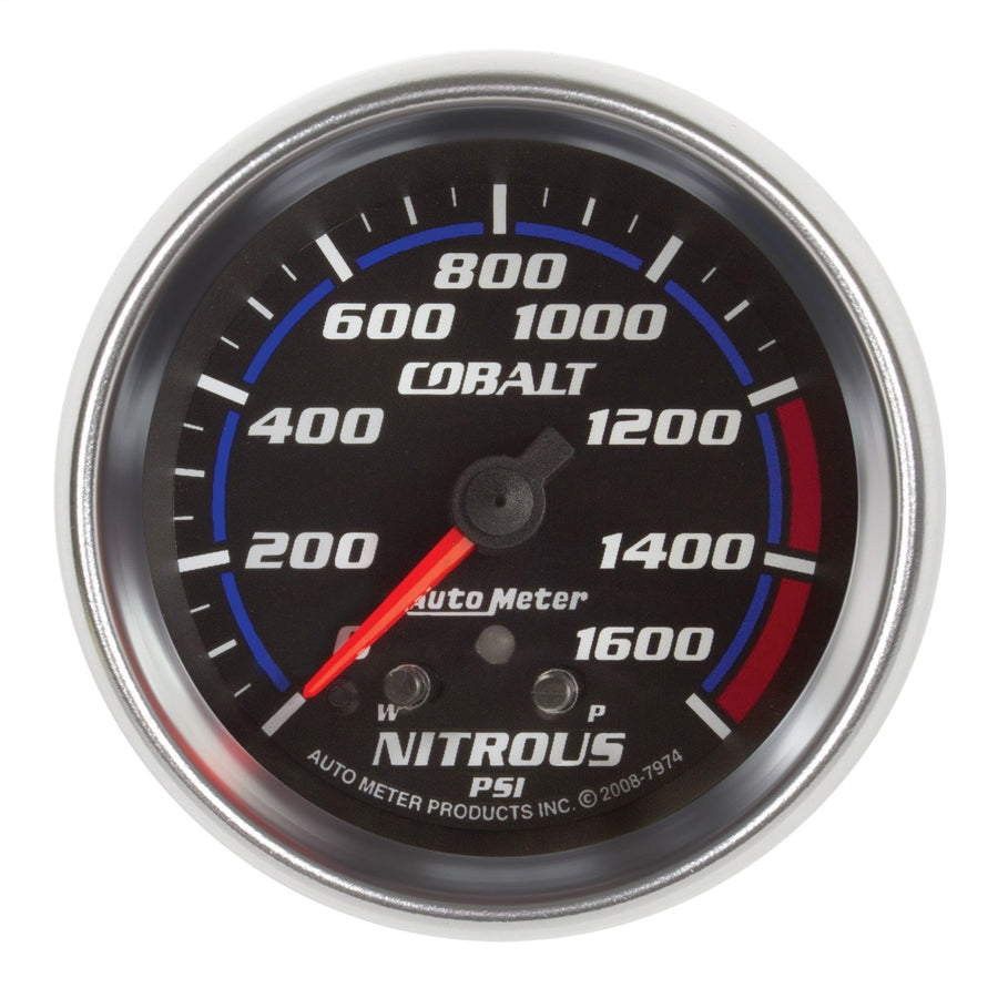 Cobalt Auto Meter 7974 2-5/8" 0-1600 PSI Full Sweep Electric Nitrous Pressure Gauge
