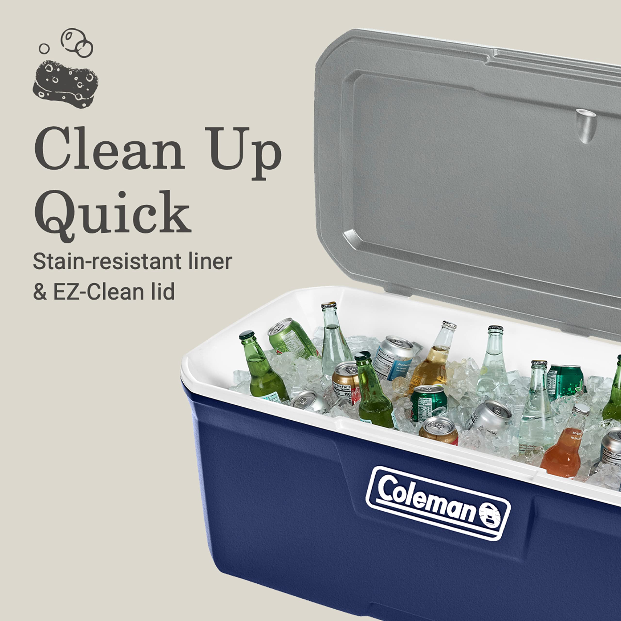 Coleman Insulated Classic Series Portable Cooler, Leak-Resistant Outdoor Hard Cooler Keeps Ice up to 5 Days, 52/70/120/150 Quart