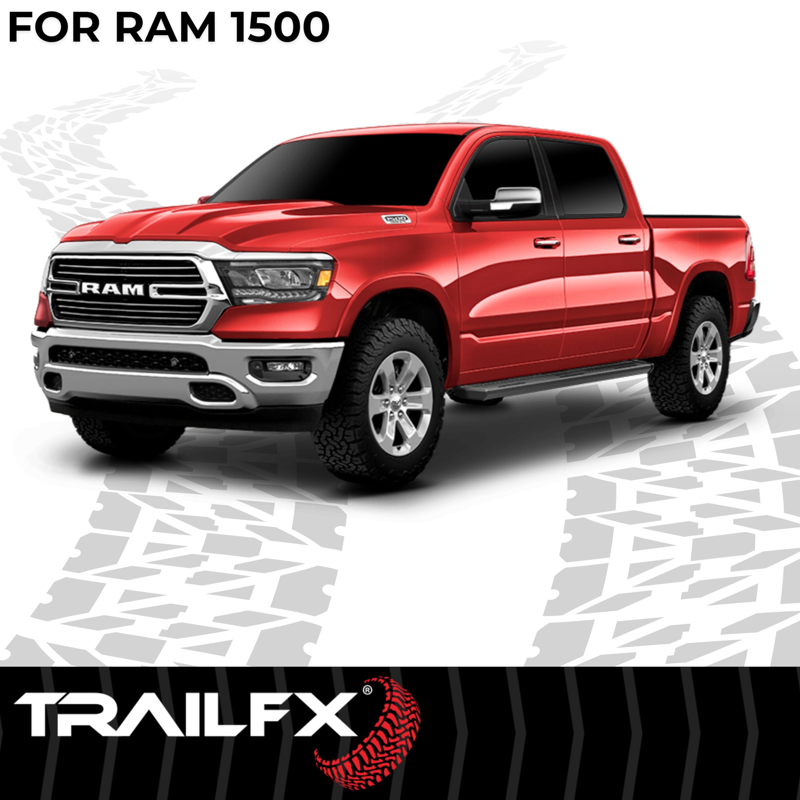 TrailFX Running Boards Aluminum Fits 2019-2025 Ram 1500 Matte Titanium Black Powder Coated 6.5-Inch Wide Welded End Caps Quick Track Mount Set of 2 TrailFX AL6013B Truck Side Steps