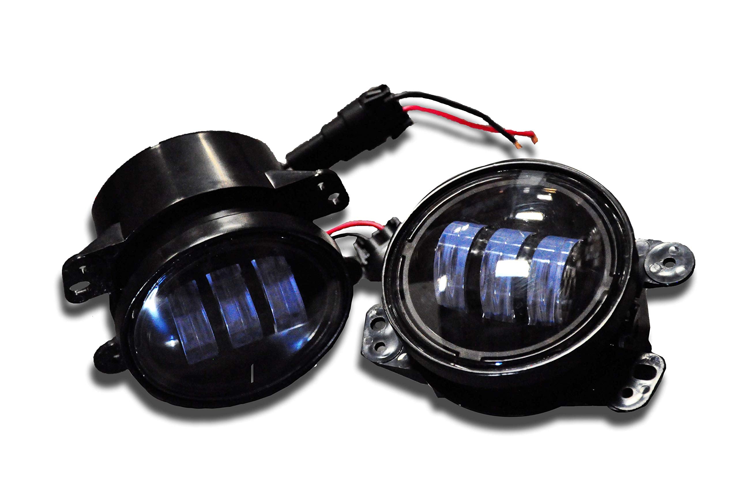 LED Fog Light Kit DV8 Offroad compatible with Jeep Wrangler JK 2007-18 | 4 Inch Round | OEM Replacement | Factory Connectors | Sold as Pair | R4FL16W3W