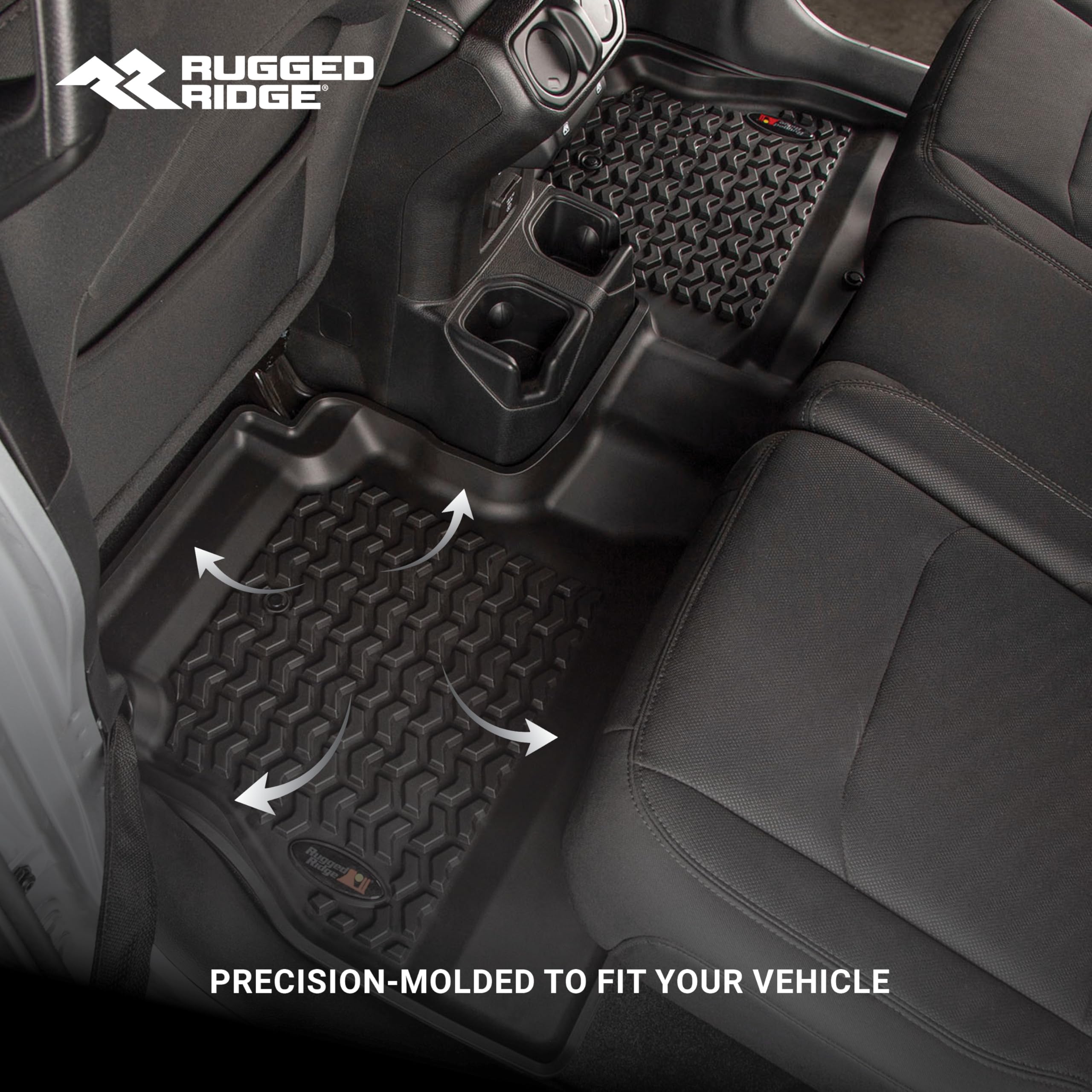 Floor Liner Set Rugged Ridge for Jeep Wrangler JL | Front & Rear, 4-Piece Set, Black | 12987.43 | Fits 2018-2025 Jeep Wrangler JL 2-Door