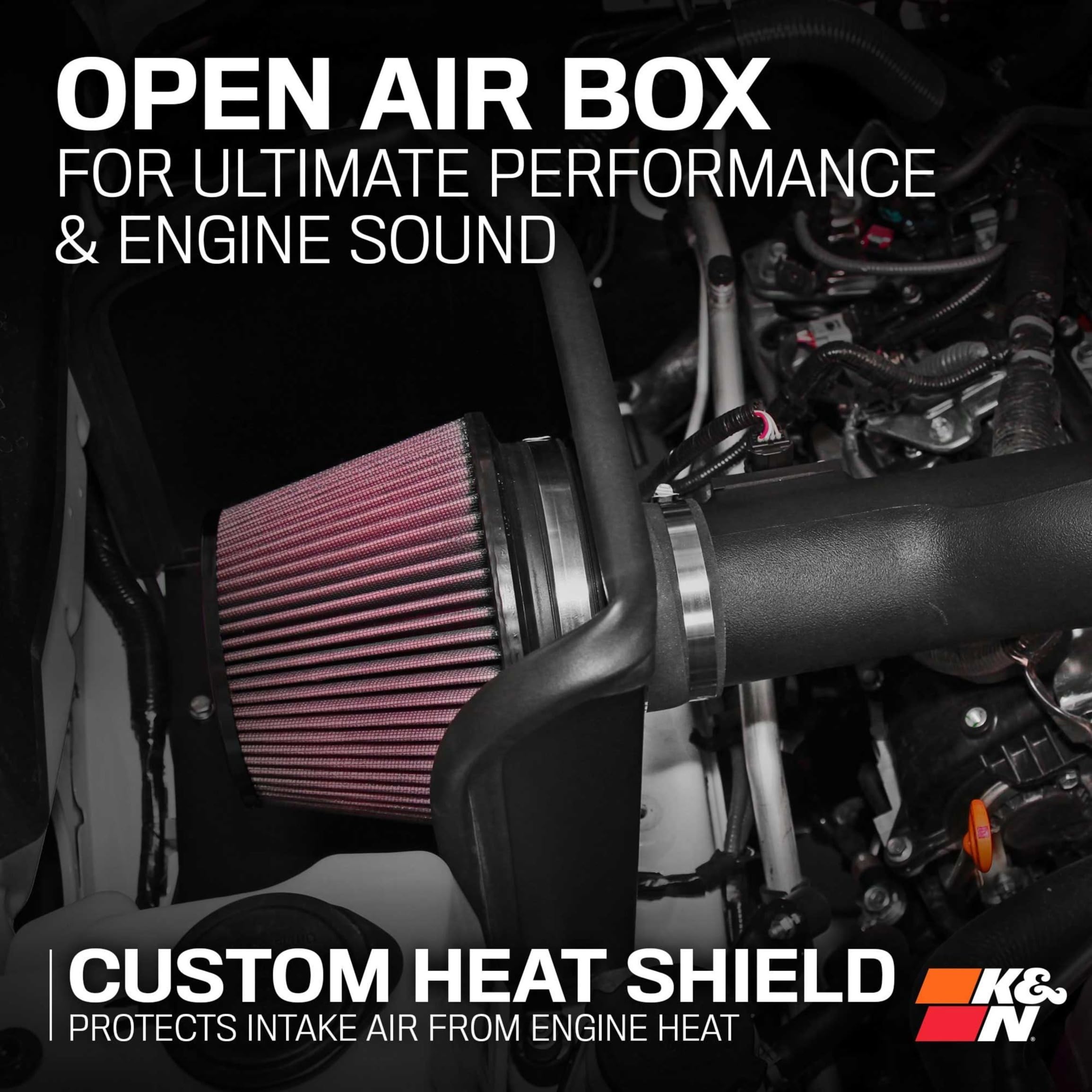 Cold Air Intake System K&N: High-Flow Air Filter, Increase Performance & Towing: Compatible with 2016-2023 TOYOTA Tacoma, 63-9039