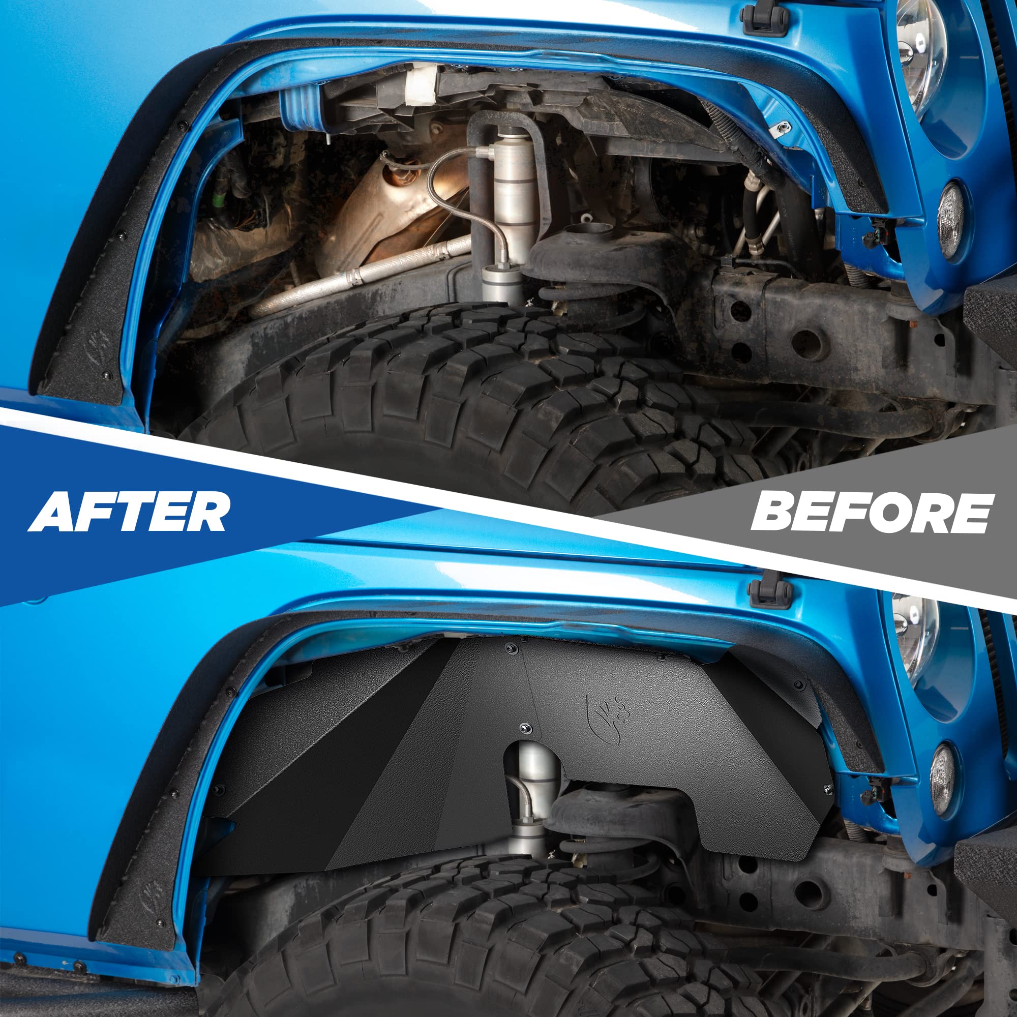Tyger Auto Compatible Front Inner Fender Liner with 2007-2018 Jeep Wrangler JK | Carbon Steel | Not for JL | TG-FL6J46018