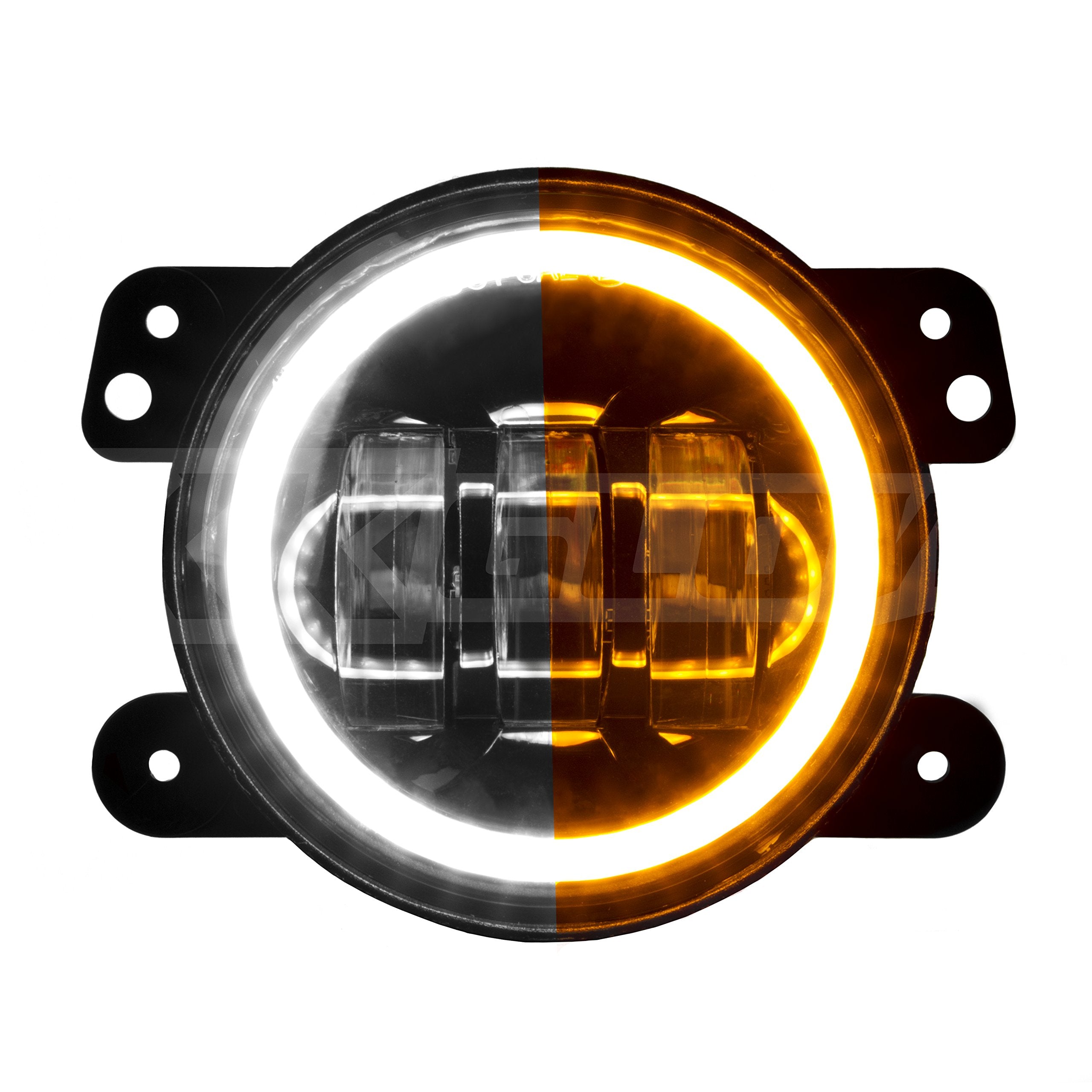 4in XKGLOW LED Fog Light Kit 2pc for Jeep Wrangler JK with Switchback Halo White DRL + Amber Turn Signal