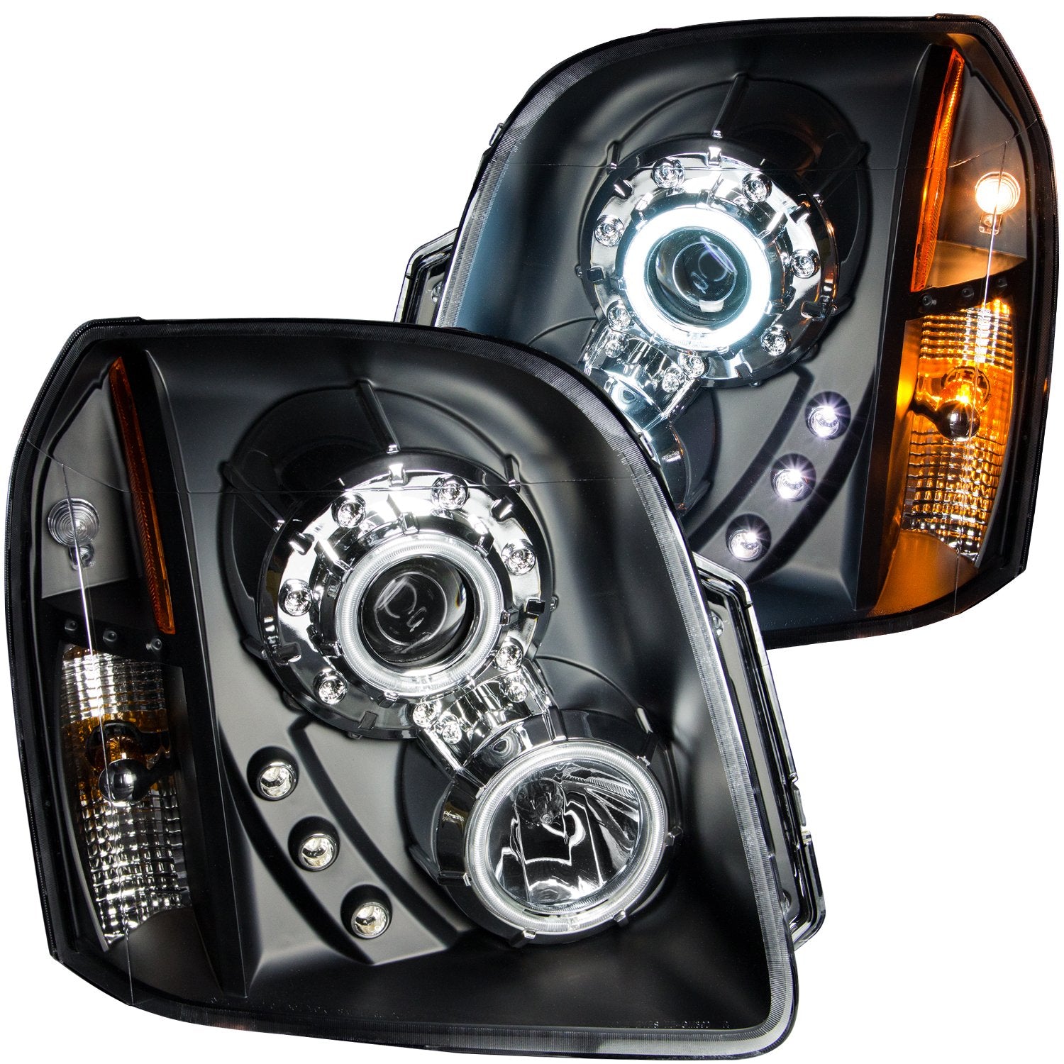 GMC Yukon Anzo USA 111148 Projector Halo Black Clear Amber Headlight Assembly - (Sold in Pairs)