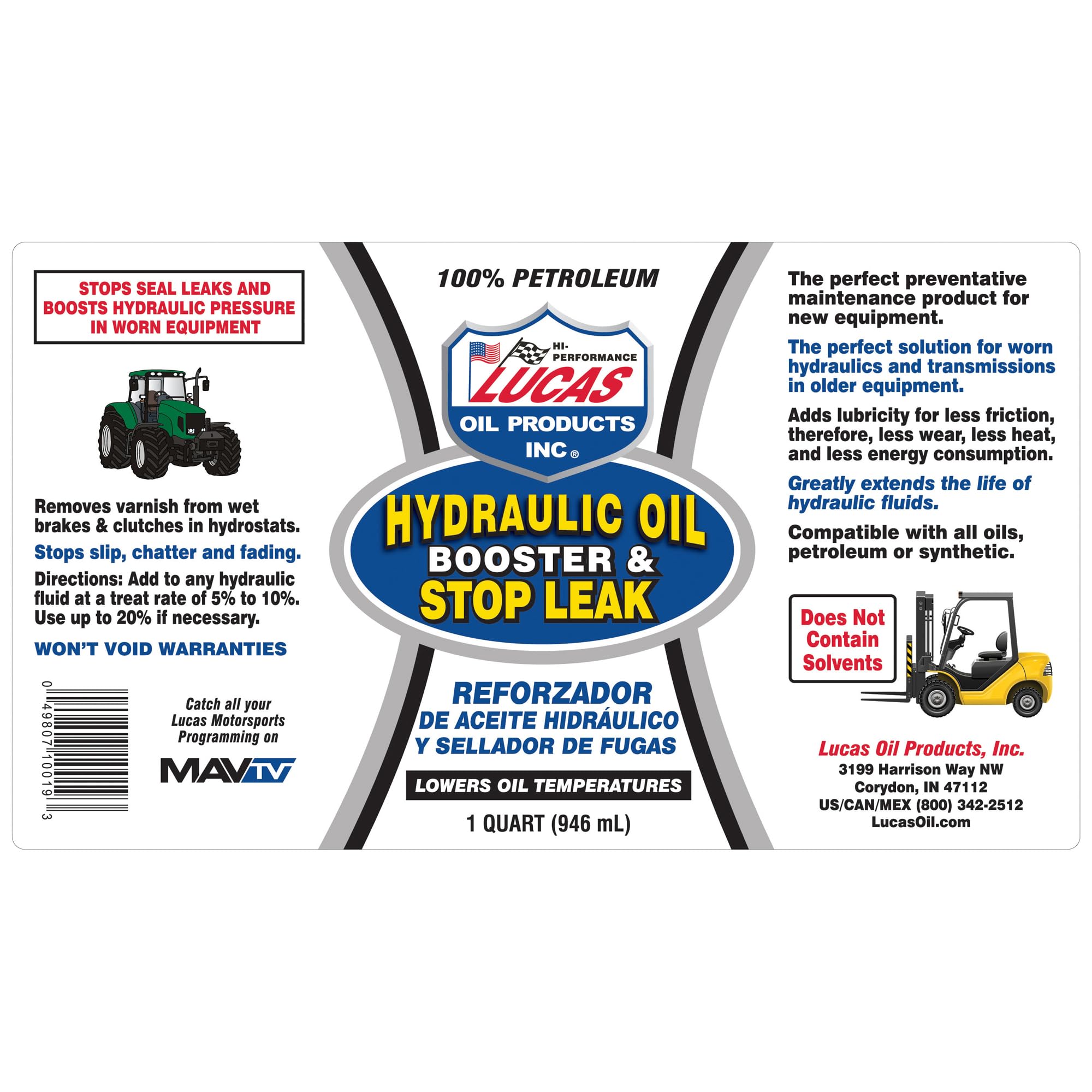 Hydraulic Oil Booster and Stop Leak Lucas Oil 10019 - 1 Quart, White, 32 Ounce