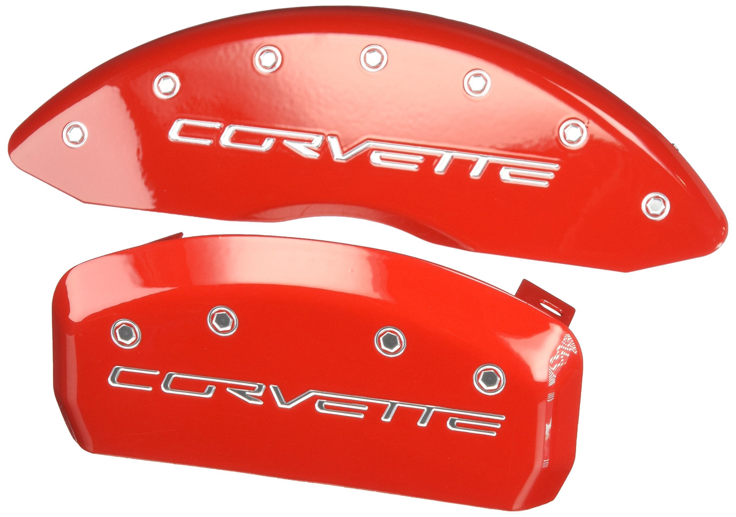 Brake Caliper Covers MGP - 2005-2013 Chevrolet Corvette - Front and Rear Set - Corvette Logo – Red