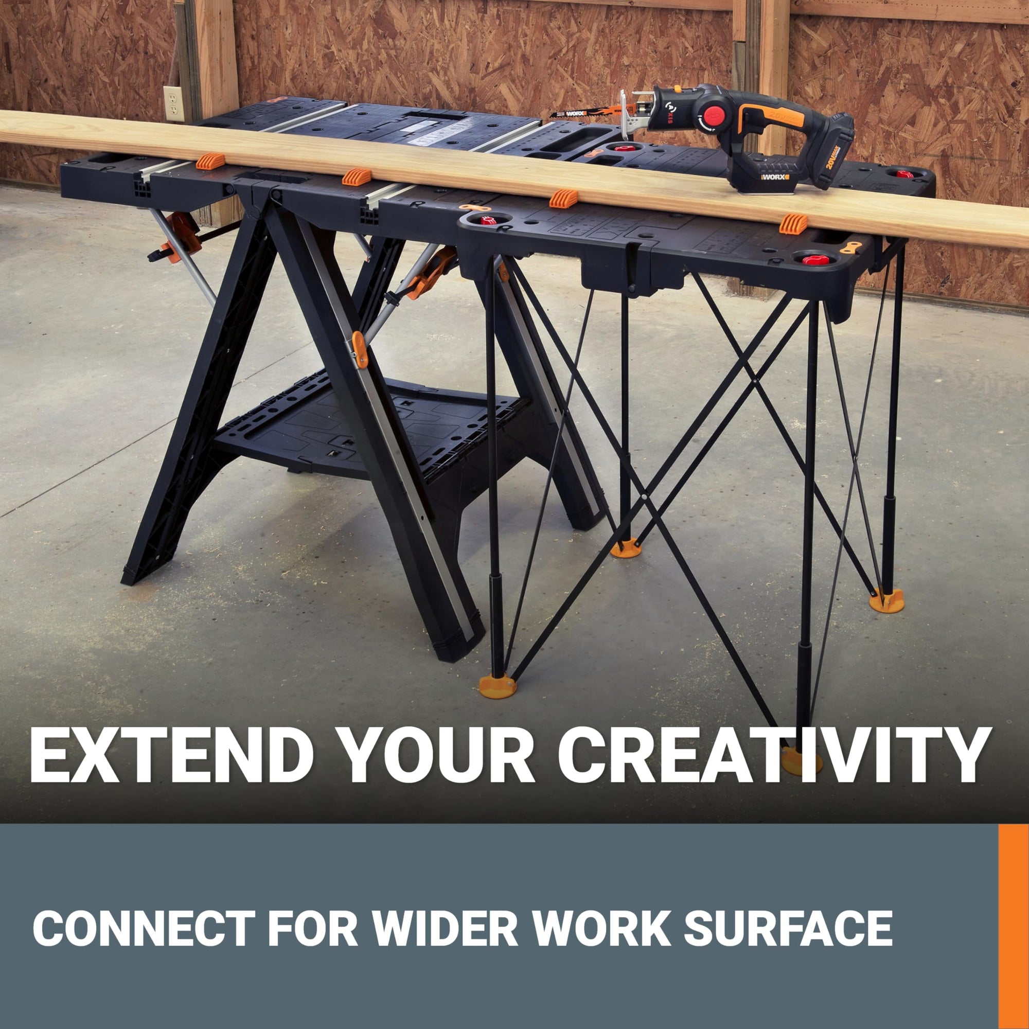 WX066 Worx Sidekick Folding Work Table, Portable All-in-one Work Bench