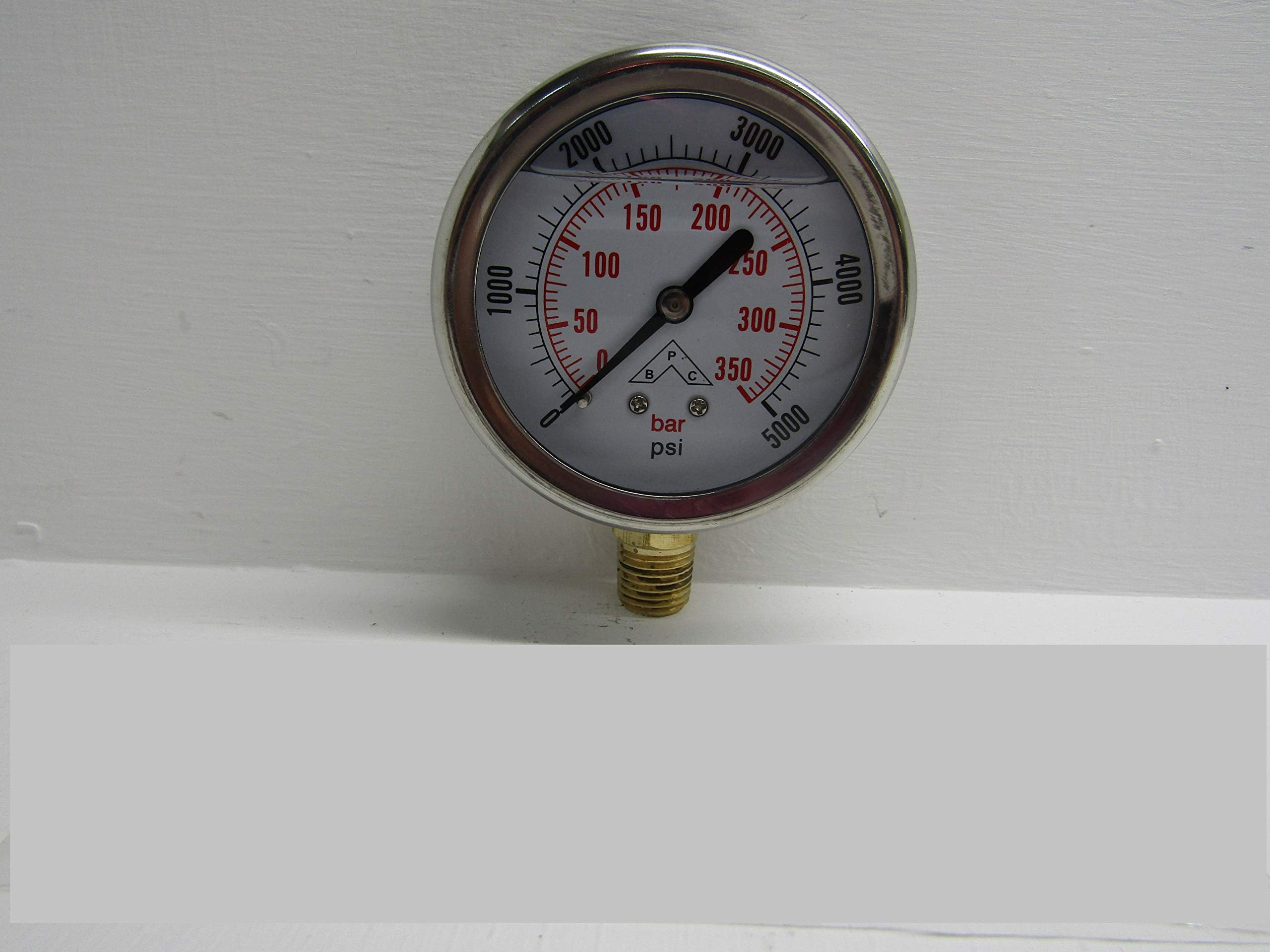 Multi Purpose Buyers Products Pressure Gauge Silicone Filled, Stem Mount, 0 5, 000 Psi