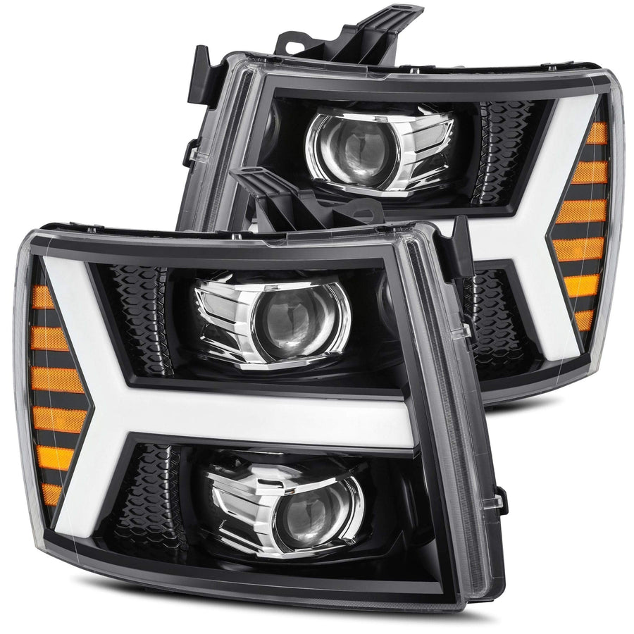 07-13 Chevy 1500HD AlphaRex (880206) PRO-Series Proj Headlight Plank Style Gloss Blk w/Activ Light/Seq Signal