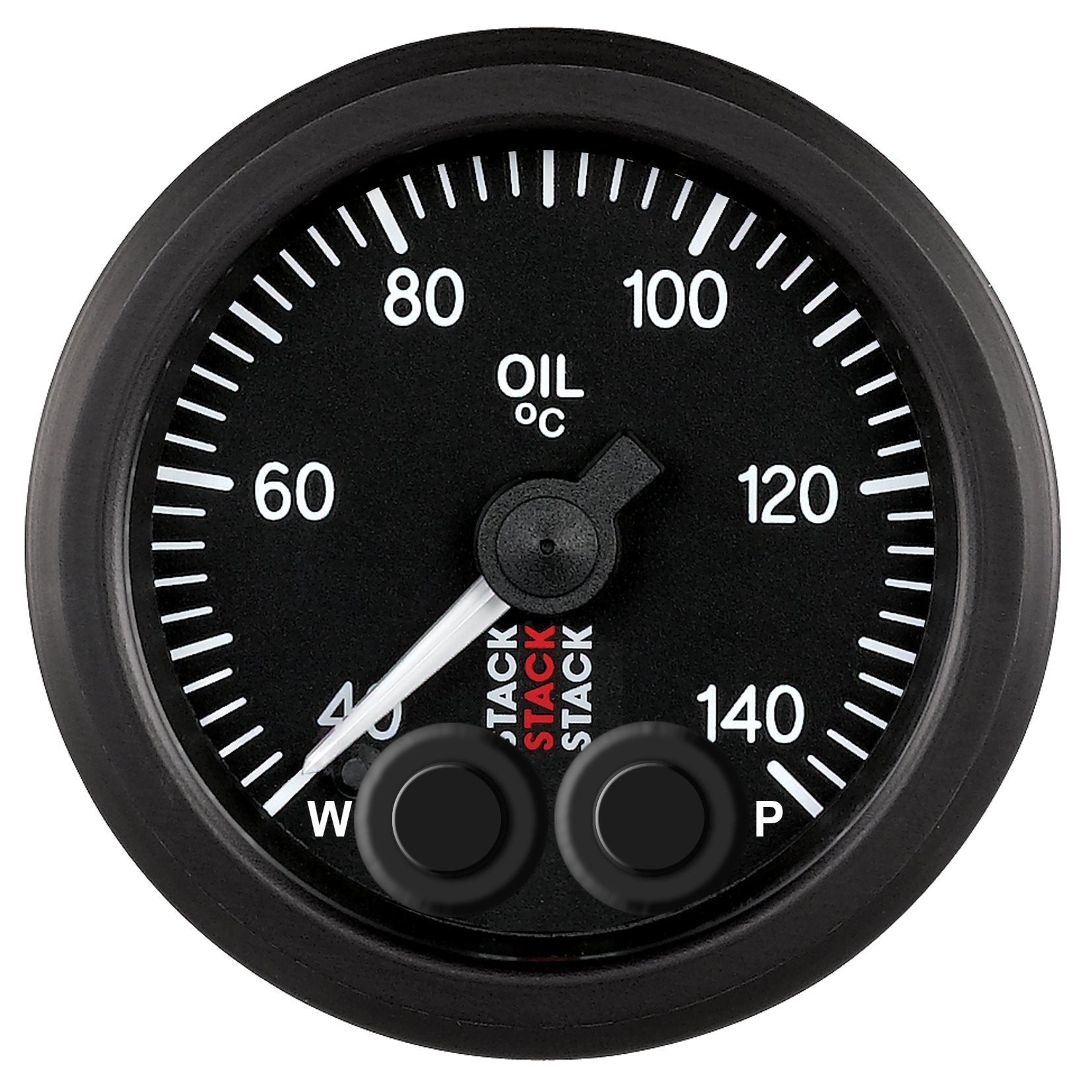 52mm Stack ST3509 Black Pro-Control 1/8" NPTF Male 40-140°C Oil Temperature Gauge