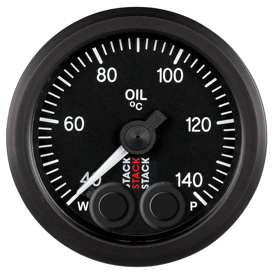 52mm Stack ST3509 Black Pro-Control 1/8" NPTF Male 40-140°C Oil Temperature Gauge