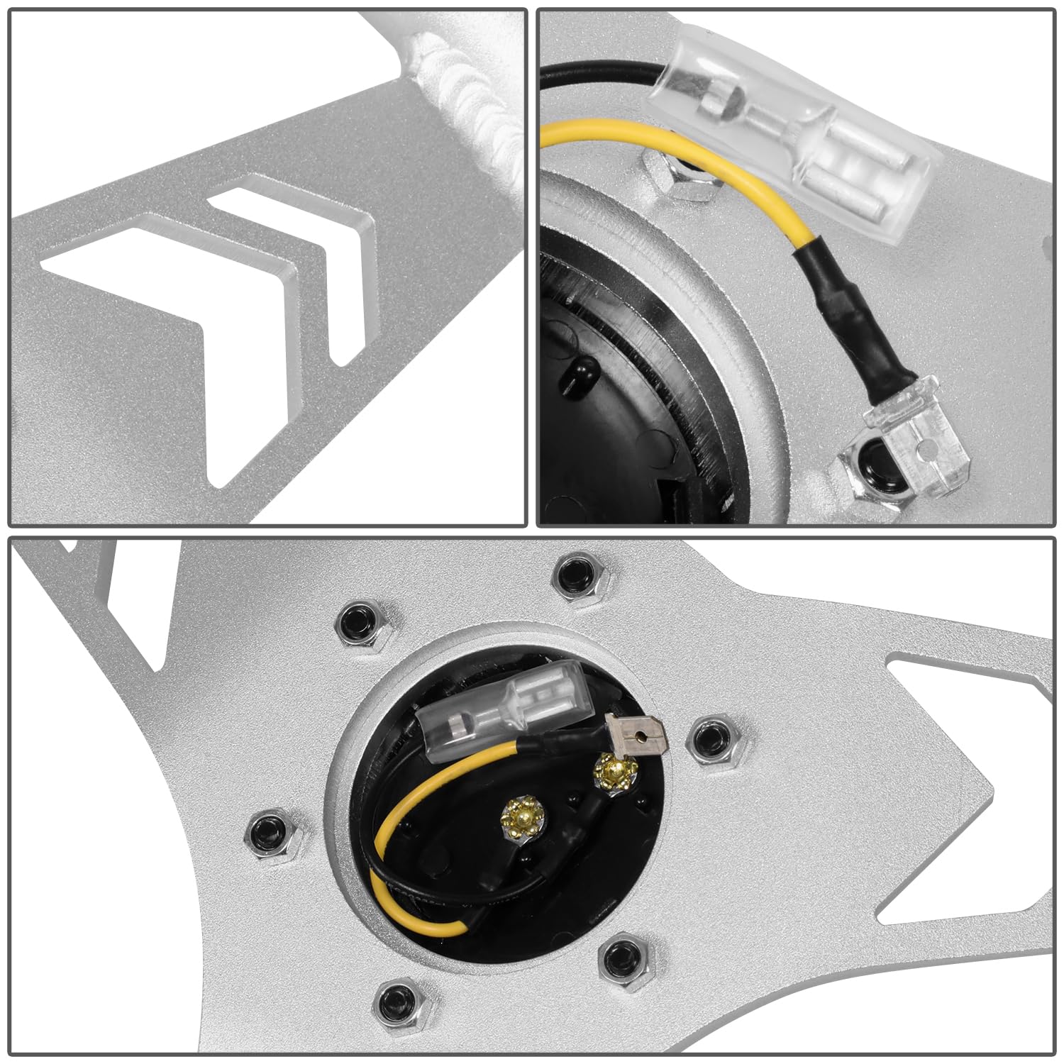 NRG Innovations All Aluminum NRG-RST-070-SL Steering Wheel 330mm - Arow Cutout- Ergonomic Grip- Anadized Silver