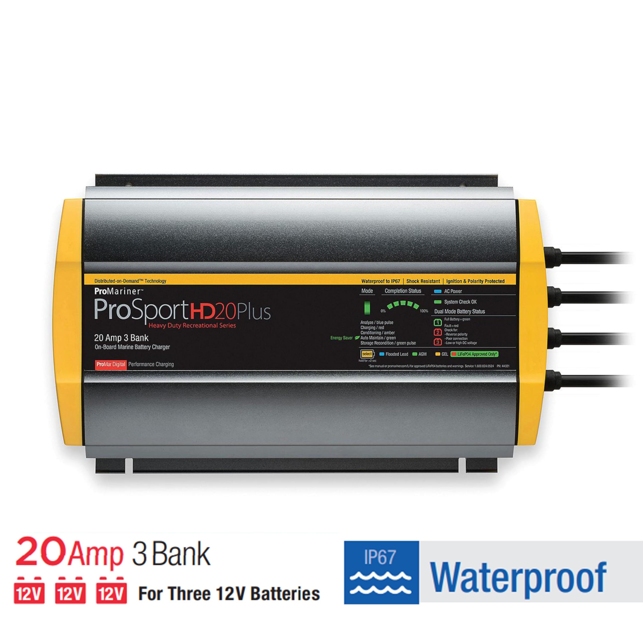 ProSport HD 44021 ProMariner Waterproof Marine Battery Charger, 20 Amp, 3 Bank