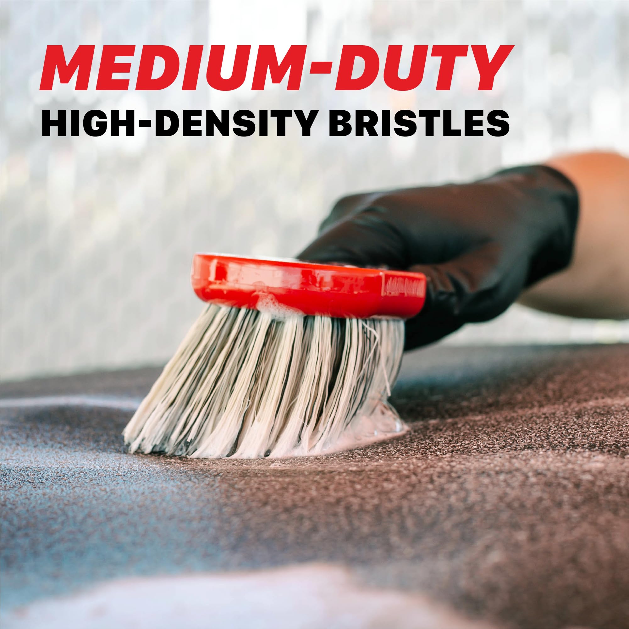 Maxshine Wheel & Body Universal Cleaning Brush | Medium-Duty Car Detailing Brush with Strong High-Density Bristles | Ideal for Wheels, Tires, Engines & Exterior Surfaces | Auto Detailing Accessory