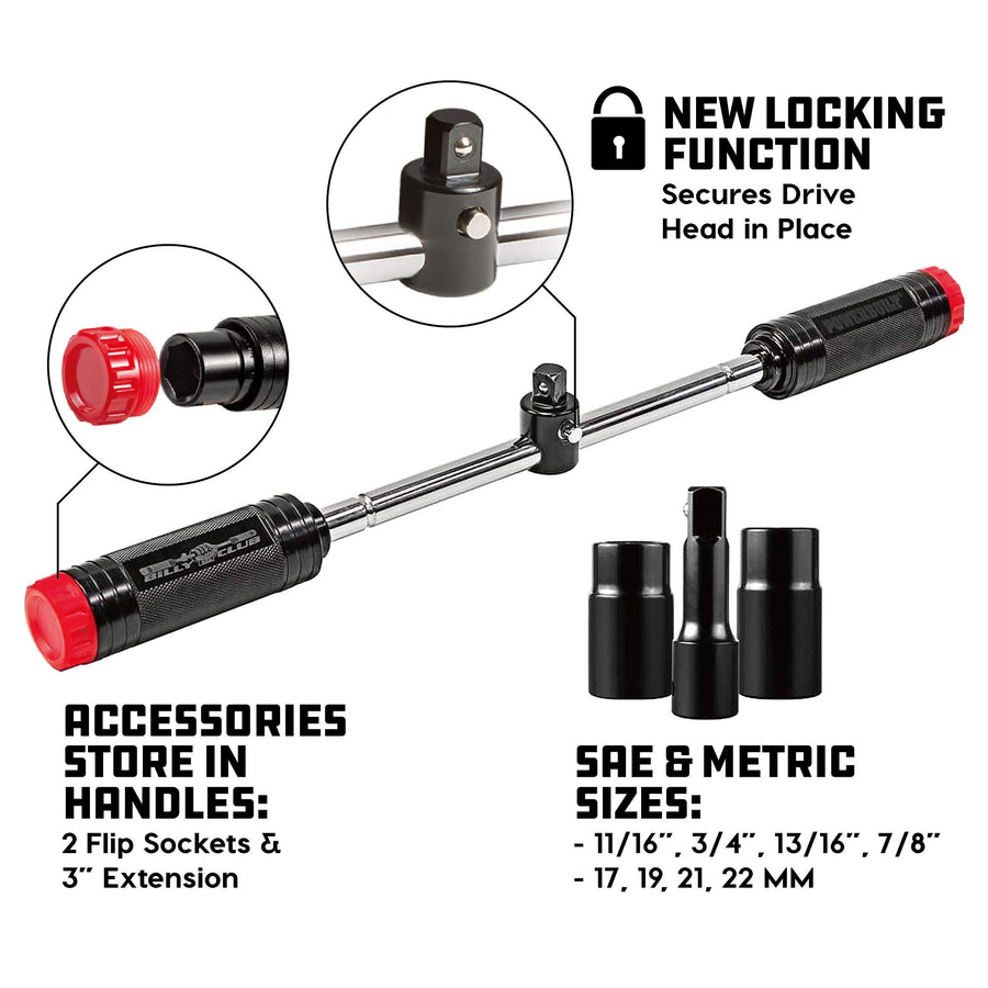 Powerbuilt Universal Billy Club Lug Wrench, Change Vehicle Tires Fast, Break Loose Lug Nuts, Emergency Car Roadside Services - 642250 Large