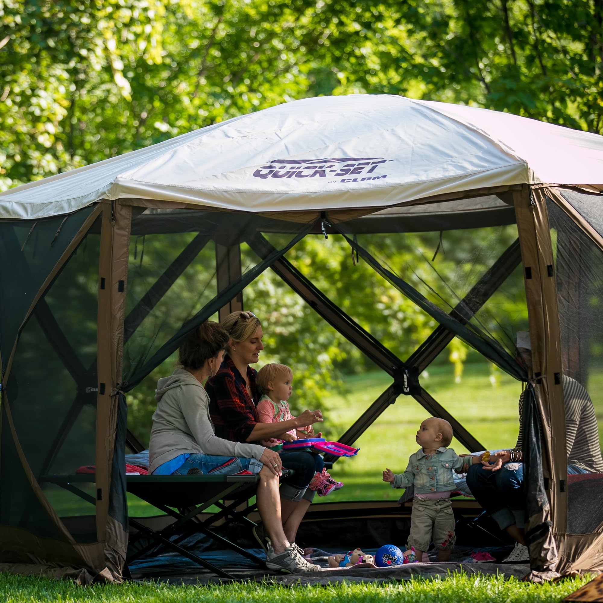 CLAM Quick-Set Pavilion and Pavilion Camper Rain Fly Additional Water and Sun Resistance for Canopy Pop Up Tent Models, Light Tan (Tent Not Included)