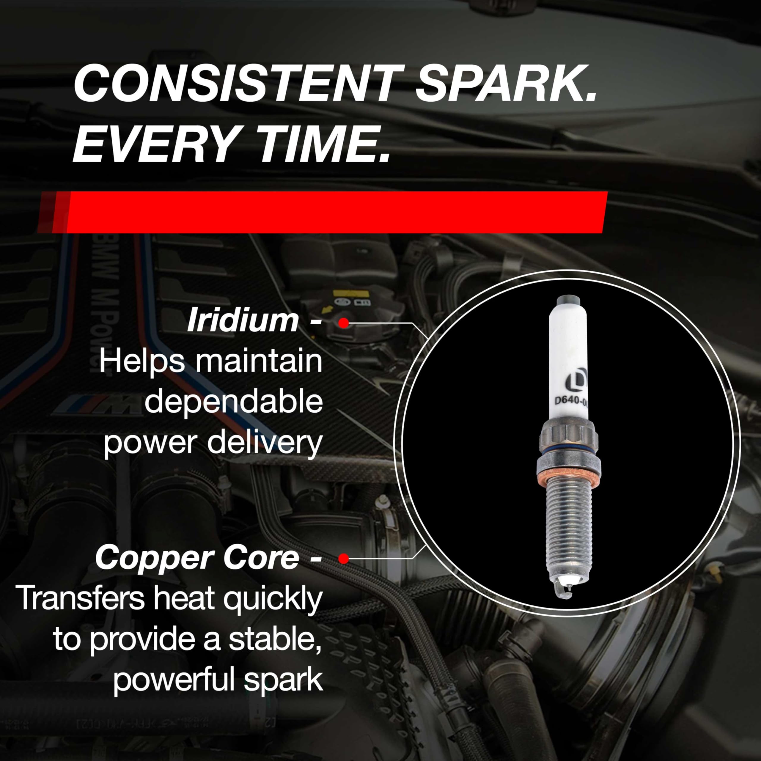 Dinan Pro Iridium Spark Plug D640-0001 - For BMW Model B48/B58/S58 Engines - 12x26.5x14mm - Heat Range 9 - Direct Replacement for OEM Stock Parts - 1 pack