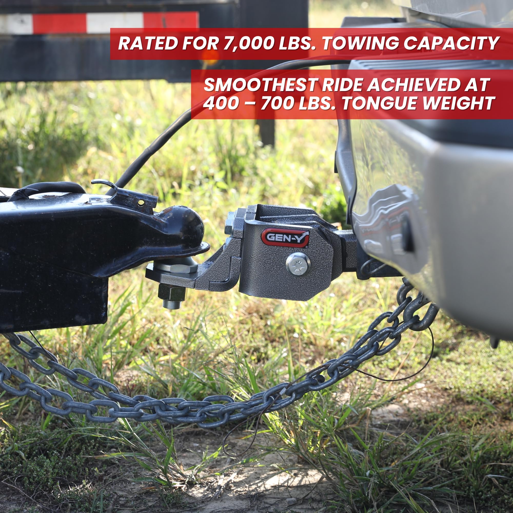 Hitch Ball Mount GEN-Y for 2" Receiver - Ball Platform with 1″ Diameter Mounting Hole, 2" Drop, 7,000 lbs Towing Capacity, 700 lbs Tongue Weight, Silver, Made in USA