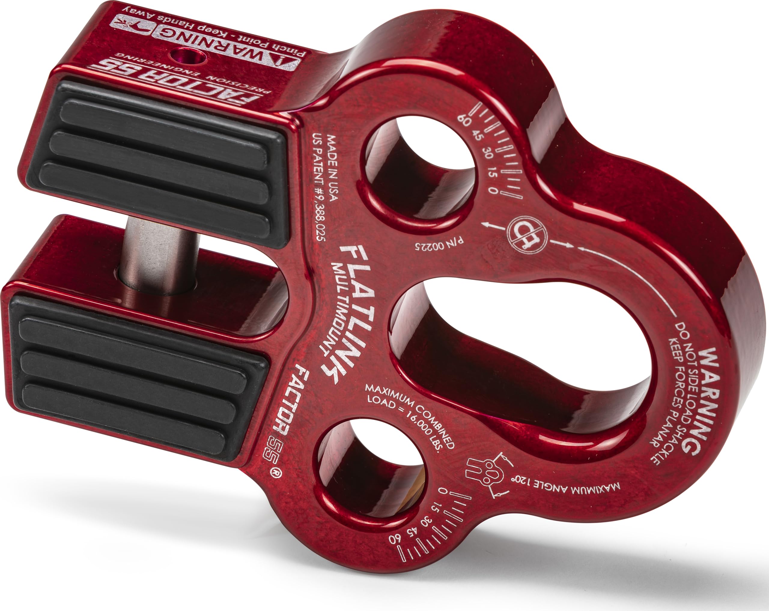 Flatlink Factor 55 Multi-Mount Winch Cable Shackle Mount, Designed for Steel Cables and Synthetic Winch Ropes with Load Capacity: 16,000 lbs - Red