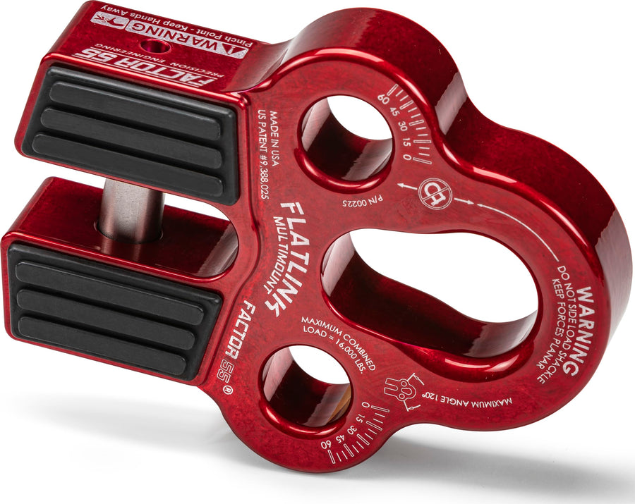 Flatlink Factor 55 Multi-Mount Winch Cable Shackle Mount, Designed for Steel Cables and Synthetic Winch Ropes with Load Capacity: 16,000 lbs - Red