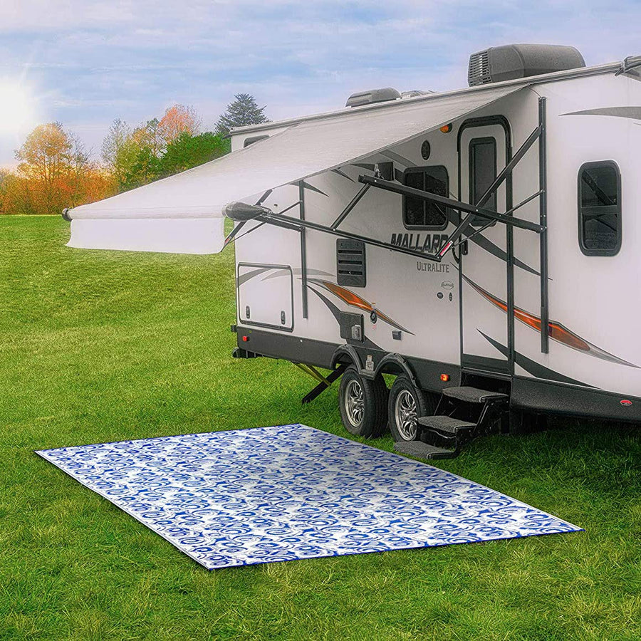Swirl Awning Camco 42841 Leisure Mat-Blue 8' X 16'