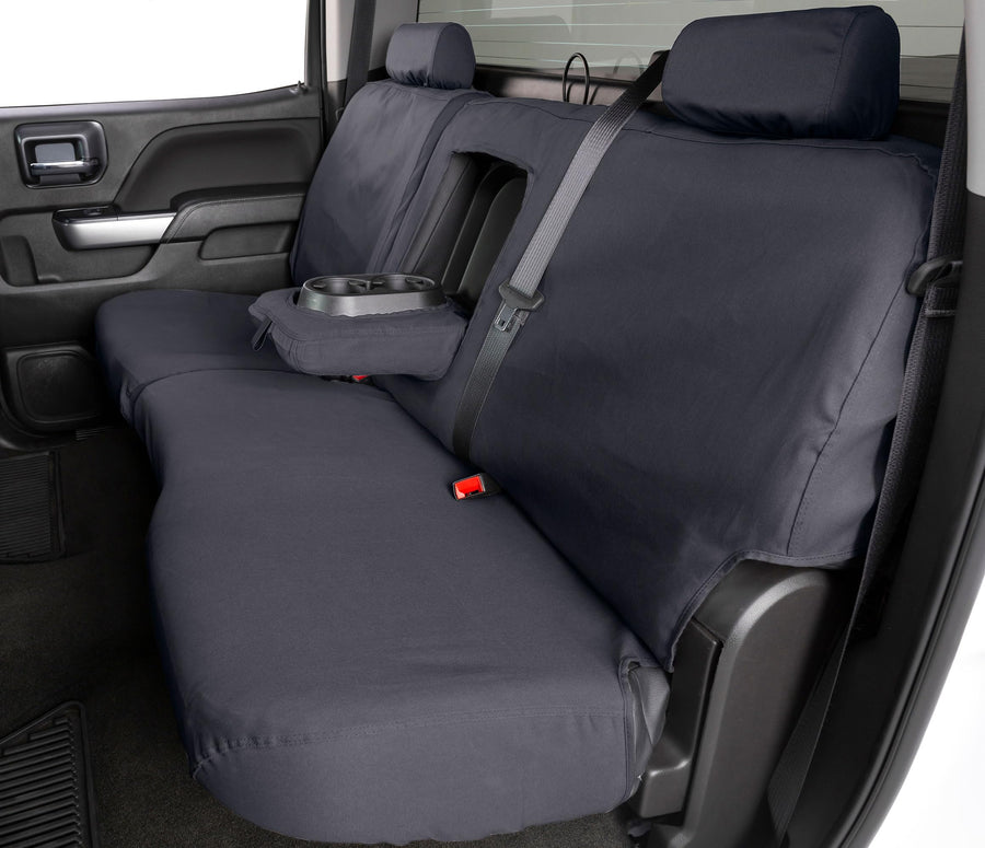 Covercraft Custom Polycotton Seat Covers | Fits 2022-2025 Nissan Pathfinder | 2nd Row 60/40 Bench Seat, Charcoal