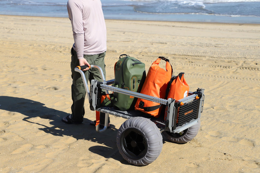 SandRig YakAttack Surf Beach Cart | Heavy-Duty 20” x 36” Gear Hauler with 16” Balloon Tires | Adjustable Design for Fishing, Camping & Beach Trips | High-Capacity, Rust-Resistant Aluminum Frame