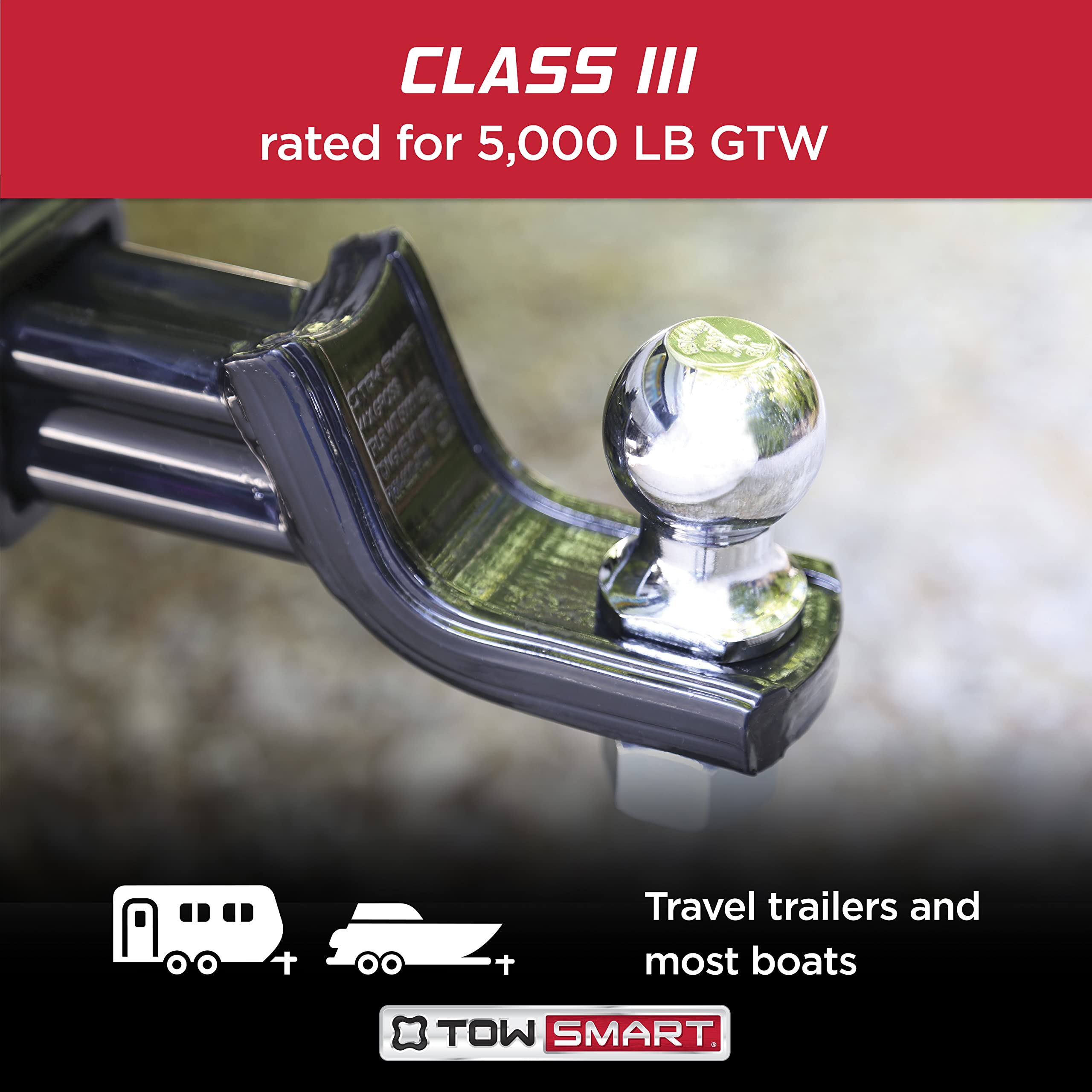 Class III TOWSMART Chrome Trailer Hitch Ball, 5,000 lb., 2 in. Ball Diameter, 1 in. x 3 in. Shank