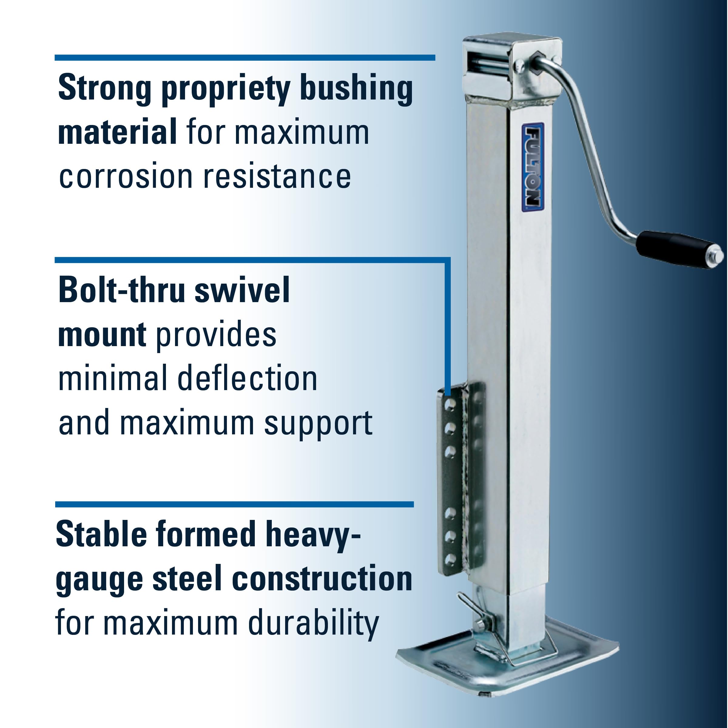 Fulton Trailer Tongue Jack HD50000101 Bolt-On with Drop Leg - 5000 lb. Weight Capacity, Beige