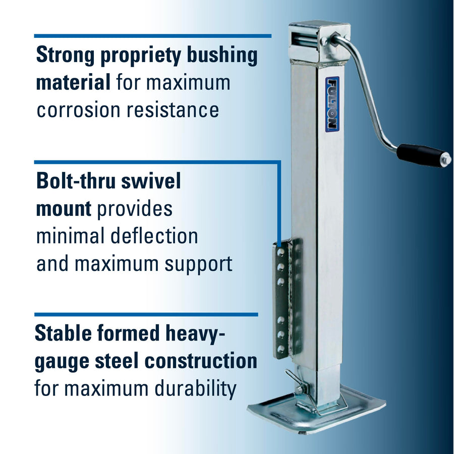 Fulton Trailer Tongue Jack HD50000101 Bolt-On with Drop Leg - 5000 lb. Weight Capacity, Beige