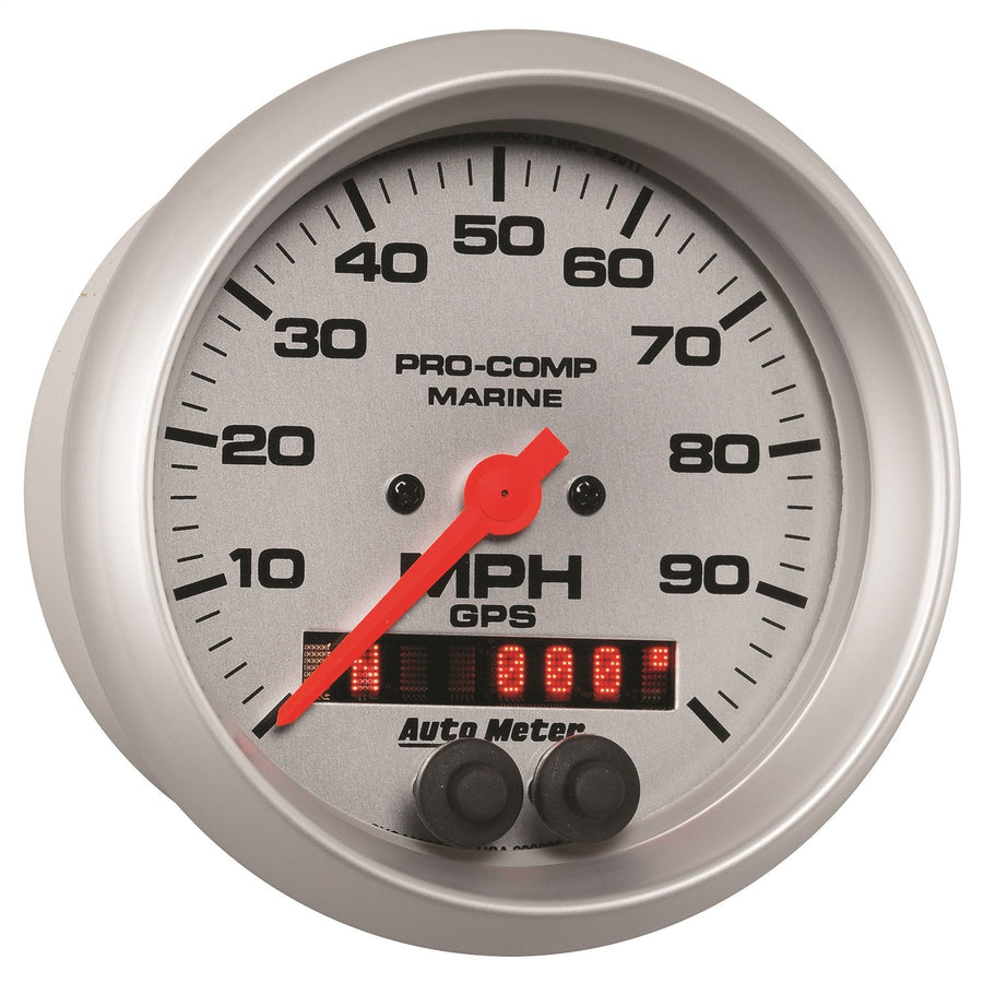 Speedometer AutoMeter Gauge, 3 3/8", 100Mph, GPS, Marine Silver (200636-33)
