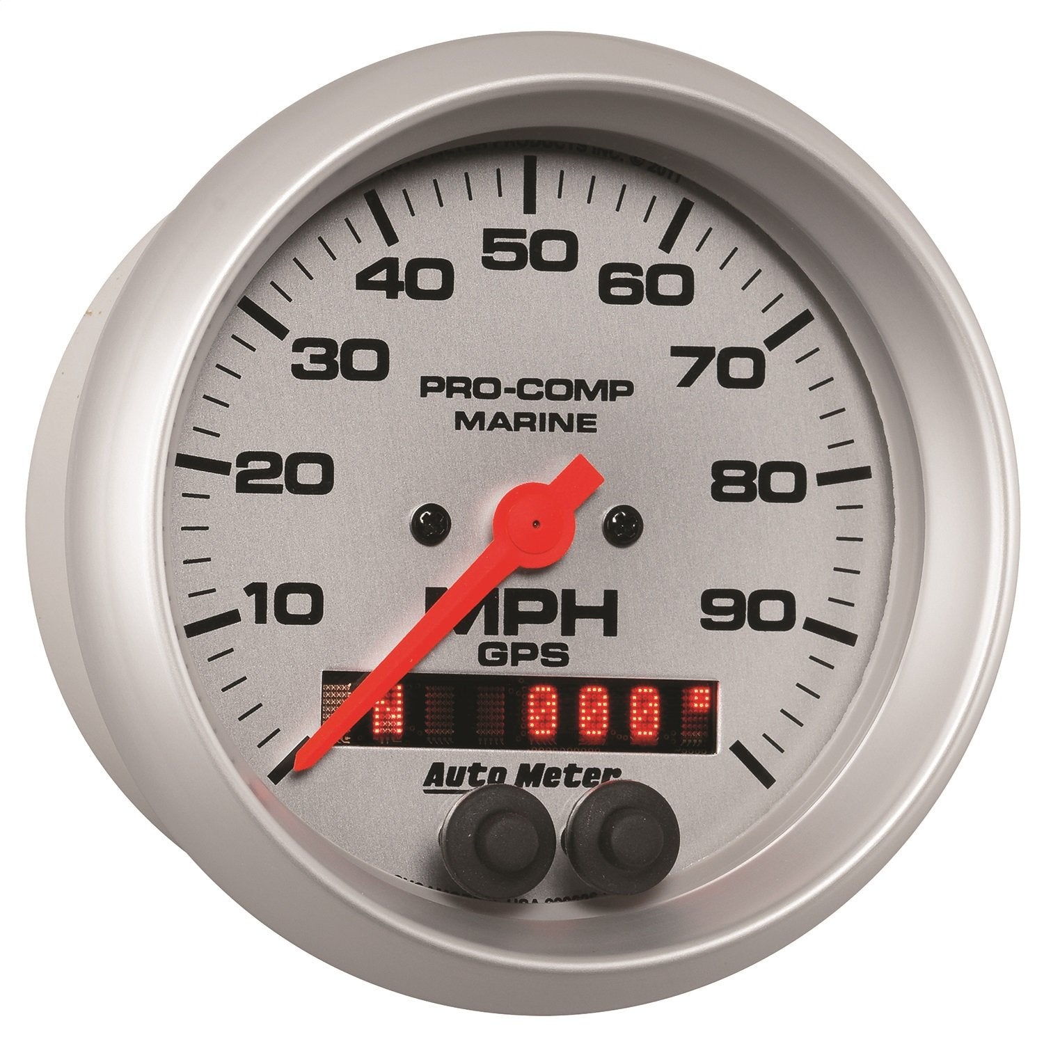 Speedometer AutoMeter Gauge, 3 3/8", 100Mph, GPS, Marine Silver (200636-33)
