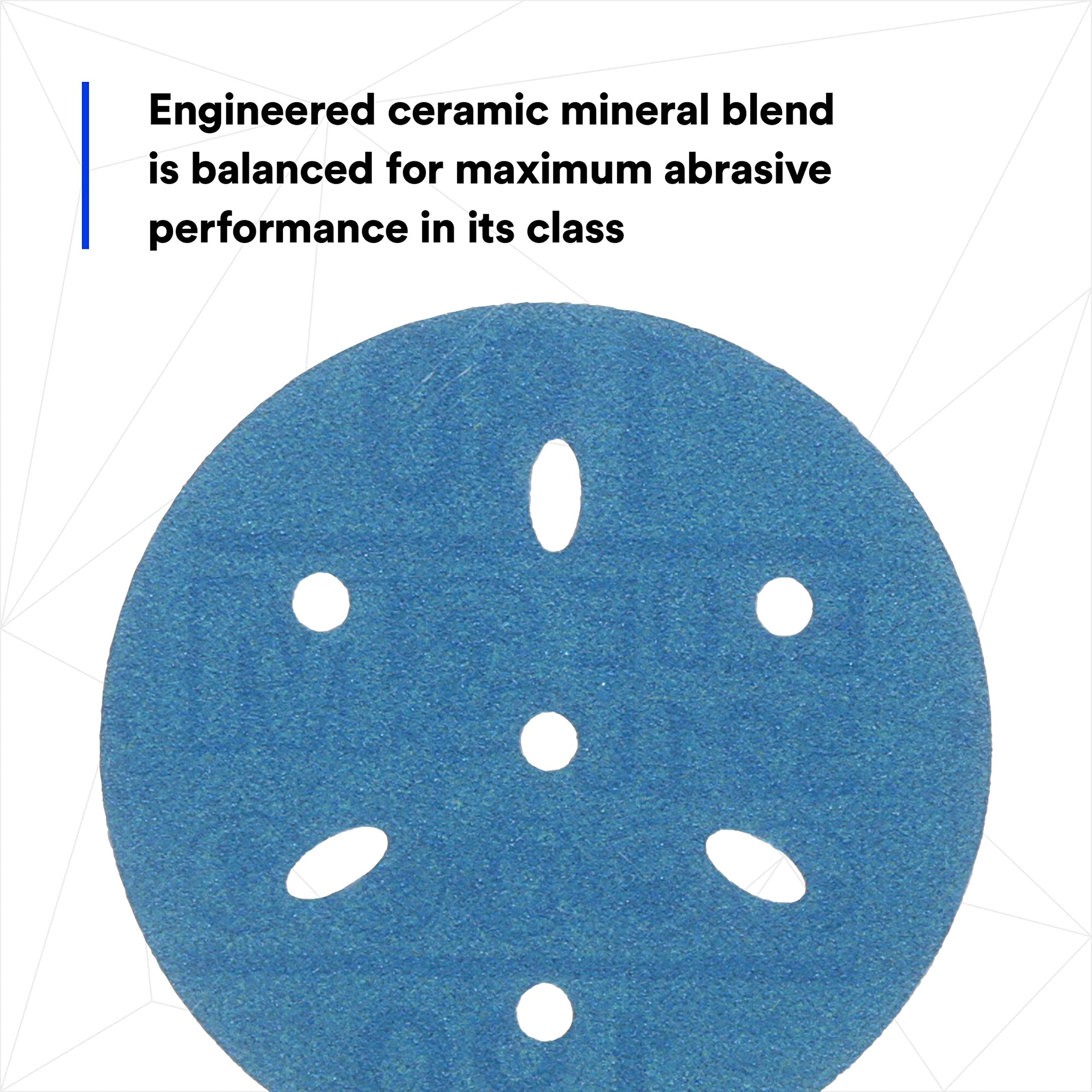 3M Hookit 3M-36146 Blue Abrasive Disc Multi-hole, 3, 180 Grade