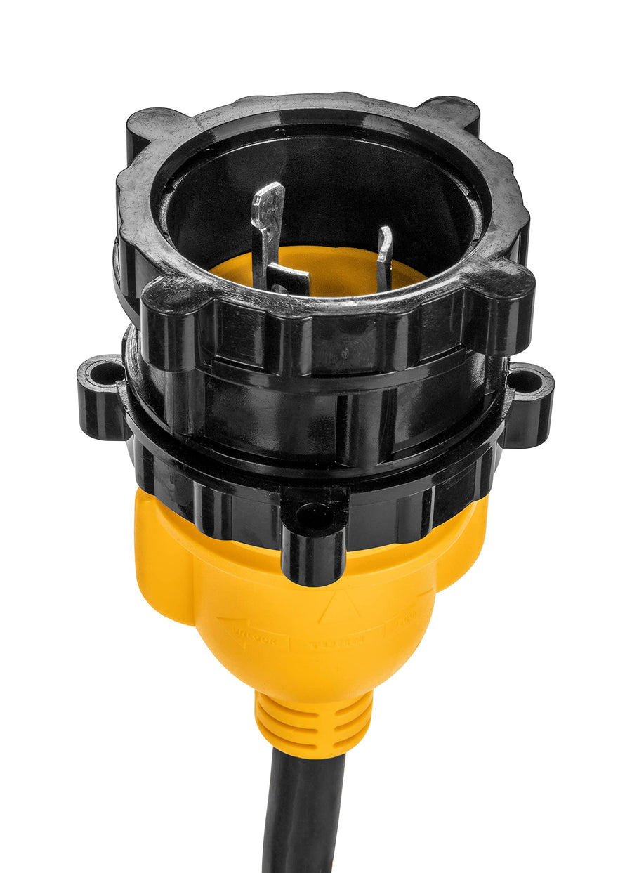 Camco 55532 30 AMP Female/30 AMP Male PowerGrip 18" 90 Degree Locking Adapter